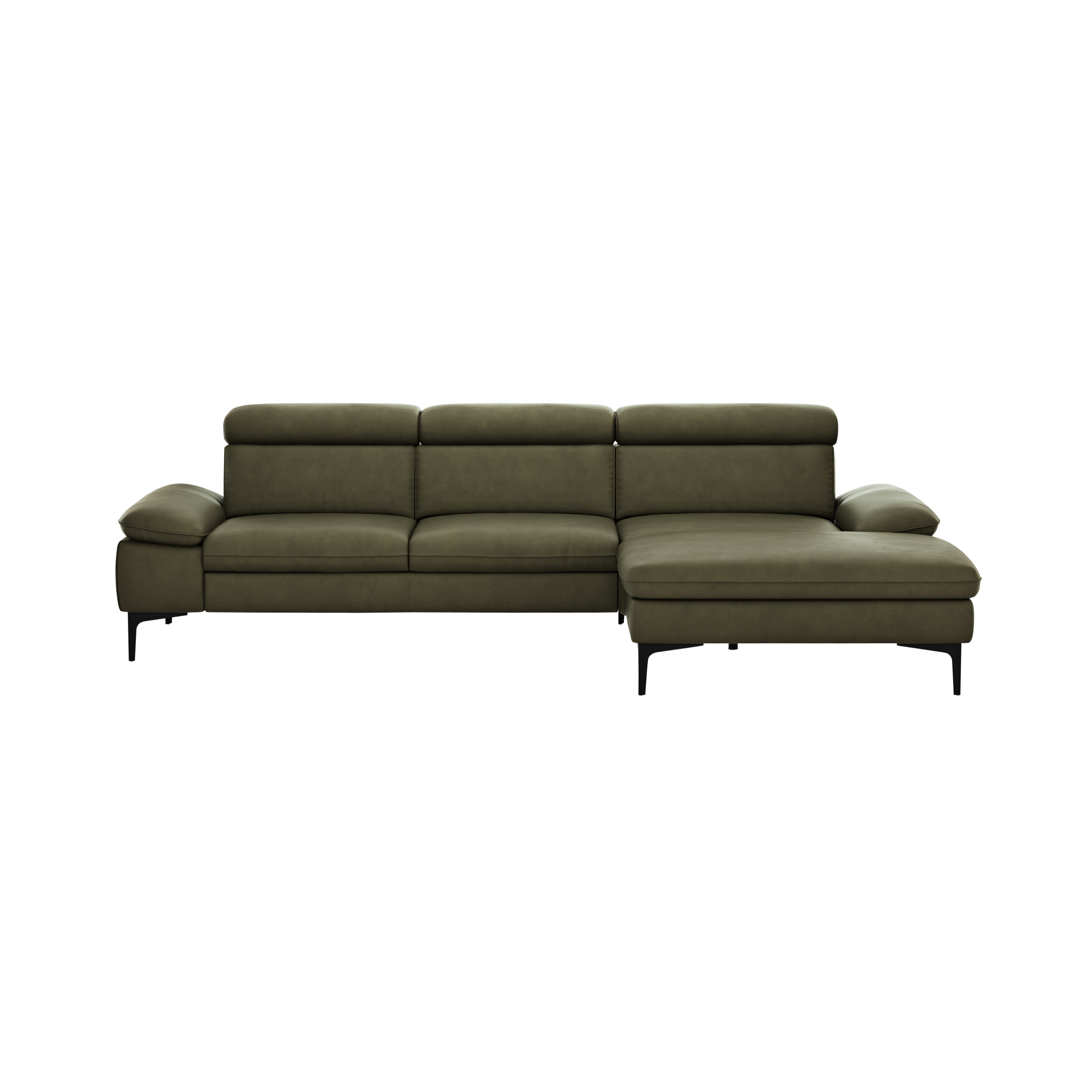 Global wohnen Ecksofa Felipa Leder Retro Olive Rücken echt, Kopfteilverstellung