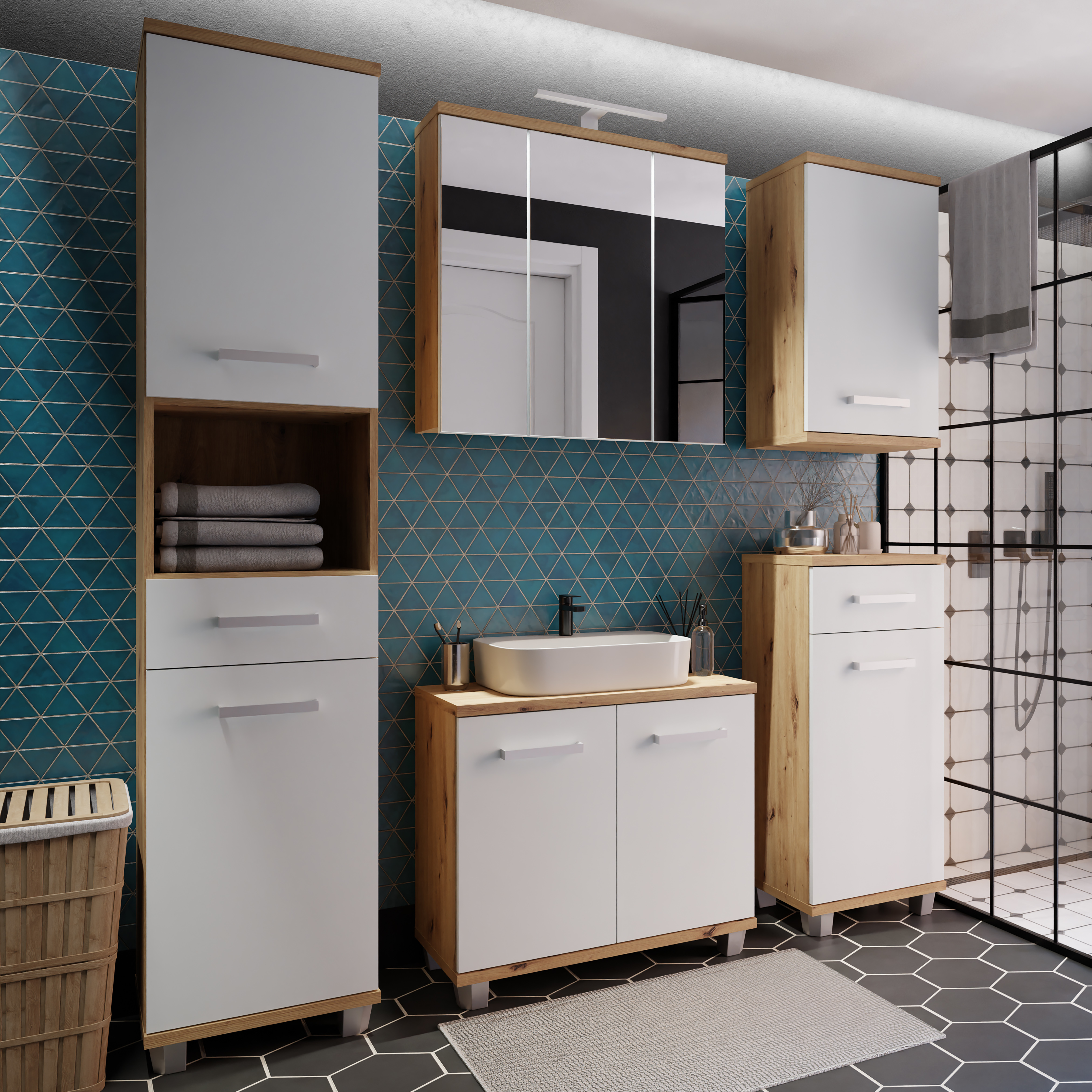 Badmöbel-Set Velasco 5-teilig Weiß 34.8*257.8*186.8 Badmöbel-Set Velasco 5-teilig Weiß 34.8*257.8*186.8