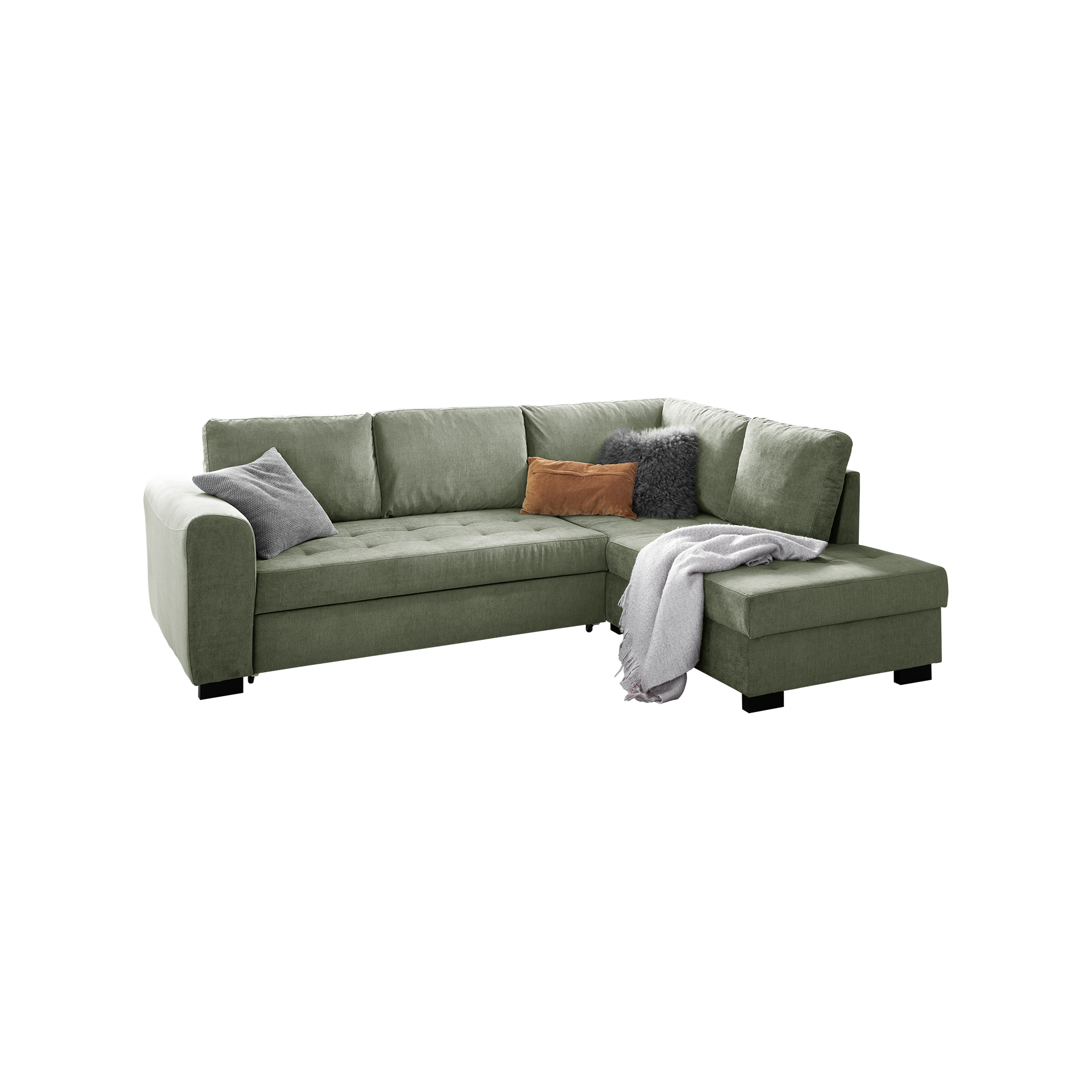 Ecksofa Joelle Grün Ottomane rechts Ecksofa Joelle Grün Ottomane rechts
