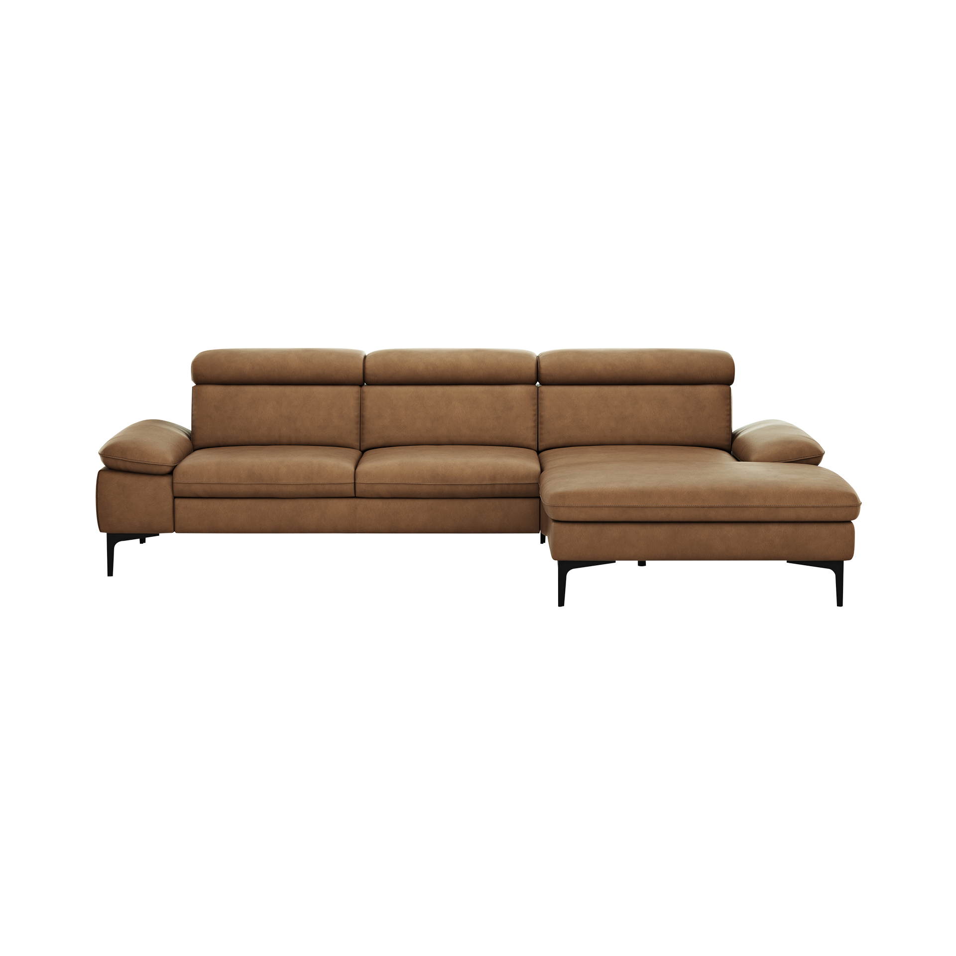 Global wohnen Ecksofa Felipa Leder Retro Cognac Rücken echt, Kopfteilverstellung