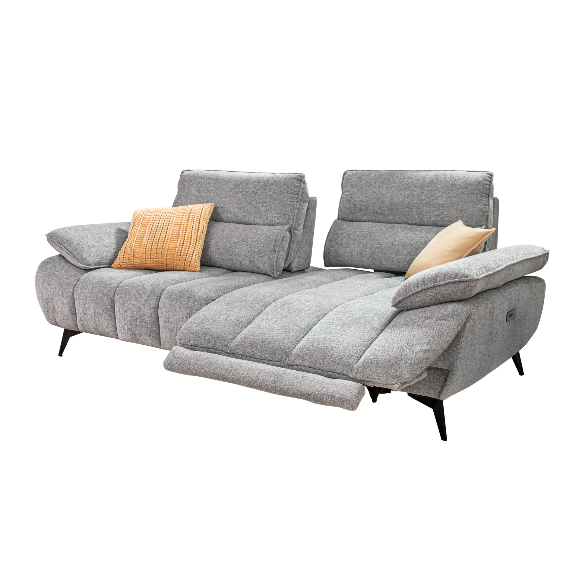 Francesca Garibaldi Sofa 3-Sitzer Sonja Bezug Grau Rückenlehne manuell verstellbar, Fußteil motorisch verstellbar, beidseitig