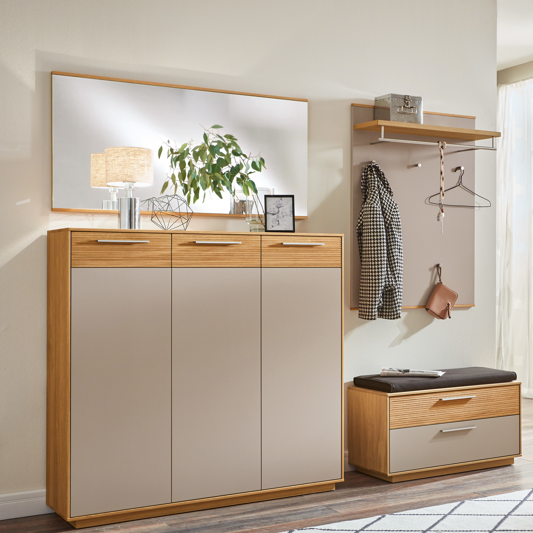 Collection H Garderoben-Set Lobo 4-teilig Grau