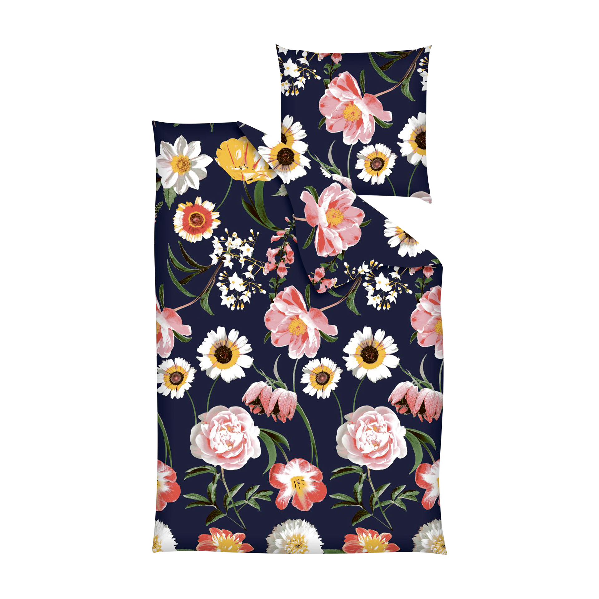 Renforce Bettwäsche Blume Marine 135x200cm Renforce Bettwäsche Blume Marine 135x200cm