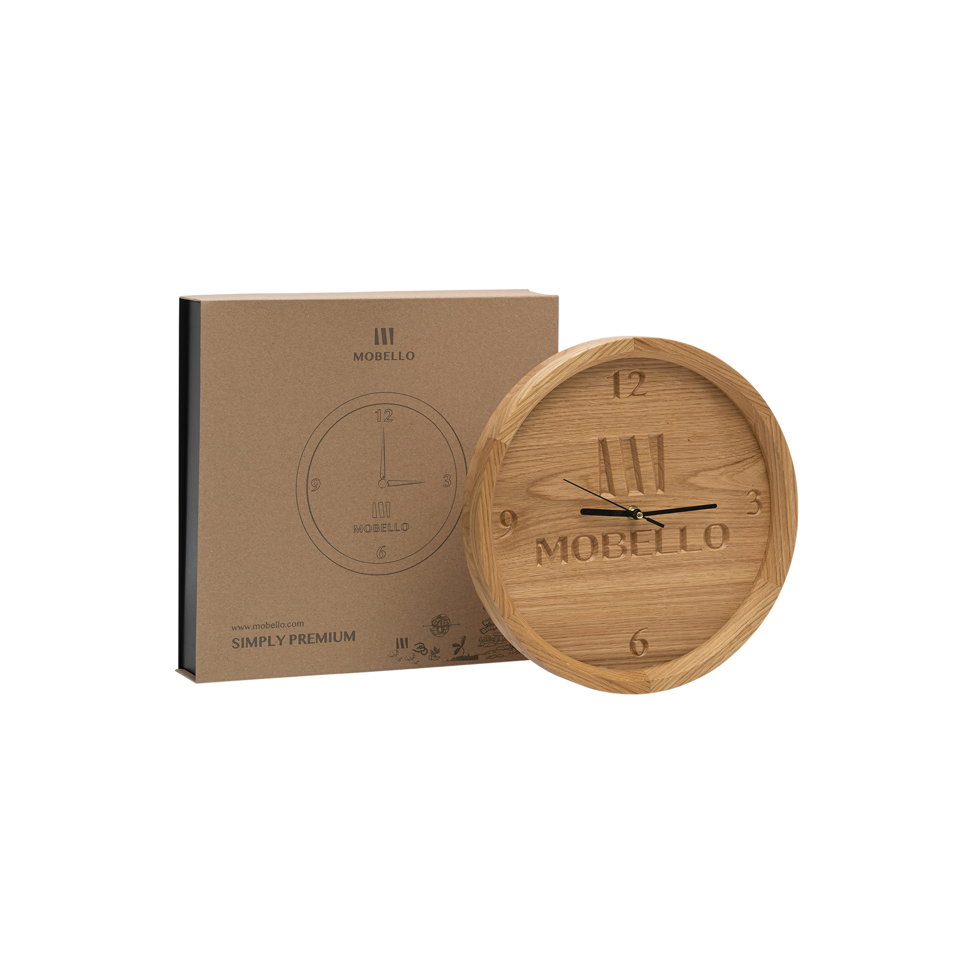 Wanduhr Primera Eiche massiv