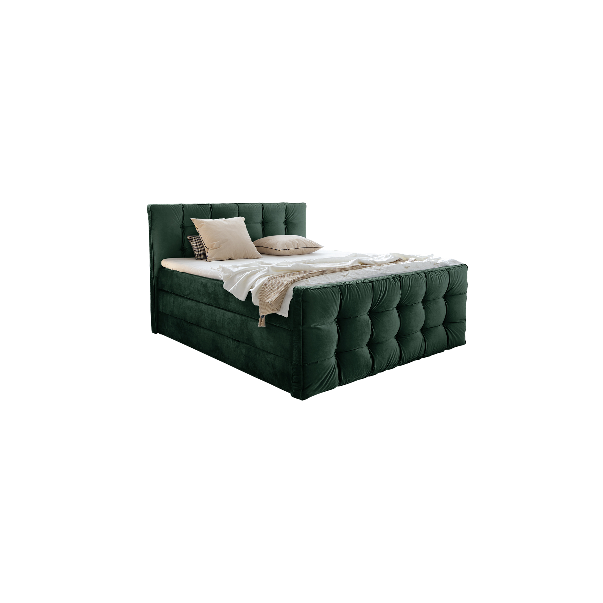 Boxspringbett Cisano Bezug Fresh Green Fuß Schwarz 180x200 cmH2 - mittelfest, bis ca. 80 kg H3 - fest, ab ca. 80 kg Boxspringbett Cisano Bezug Fresh Green Fuß Schwarz 180x200 cmH2 - mittelfest, bis ca. 80 kg H3 - fest, ab ca. 80 kg
