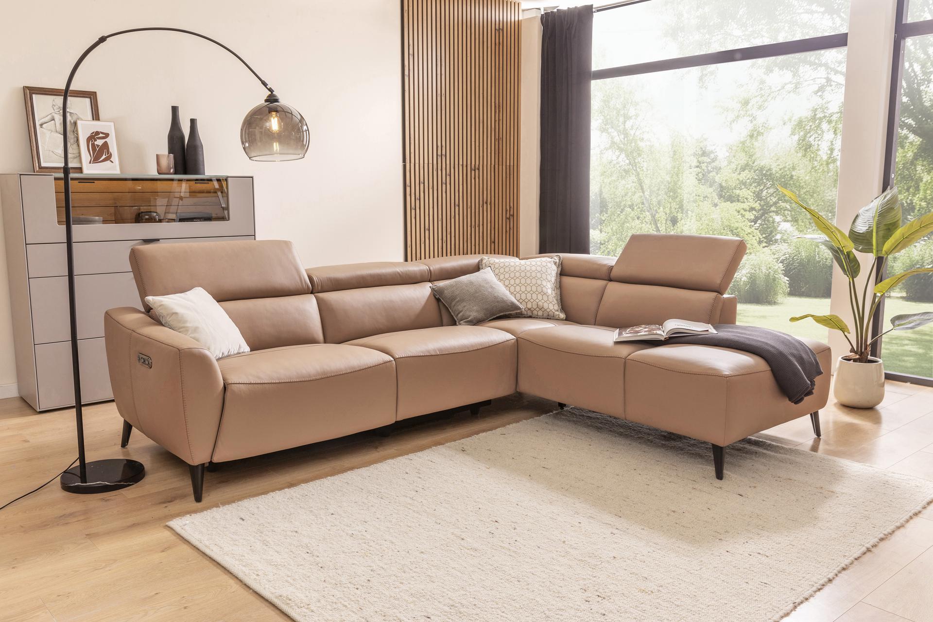 Ecksofa Arroni Rosa Kopfstütze manuell verstellbar Relaxfunktion motorisch verstellbar langer Schenkel rechts Ecksofa Arroni Rosa Kopfstütze manuell verstellbar Relaxfunktion motorisch verstellbar langer Schenkel rechts