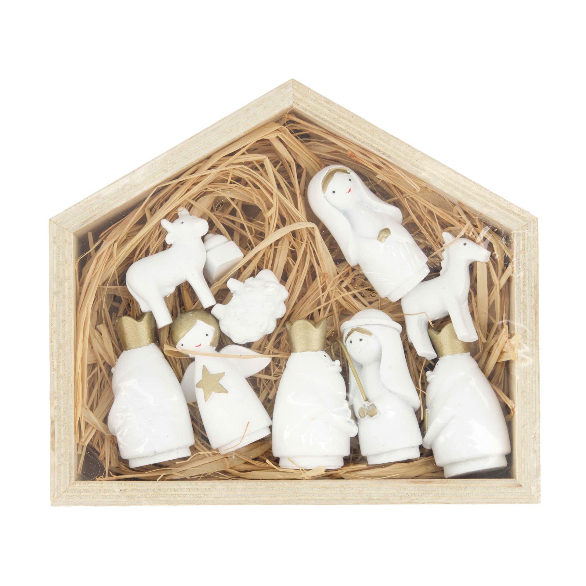 Dekofigur Krippe Natur-Weiß