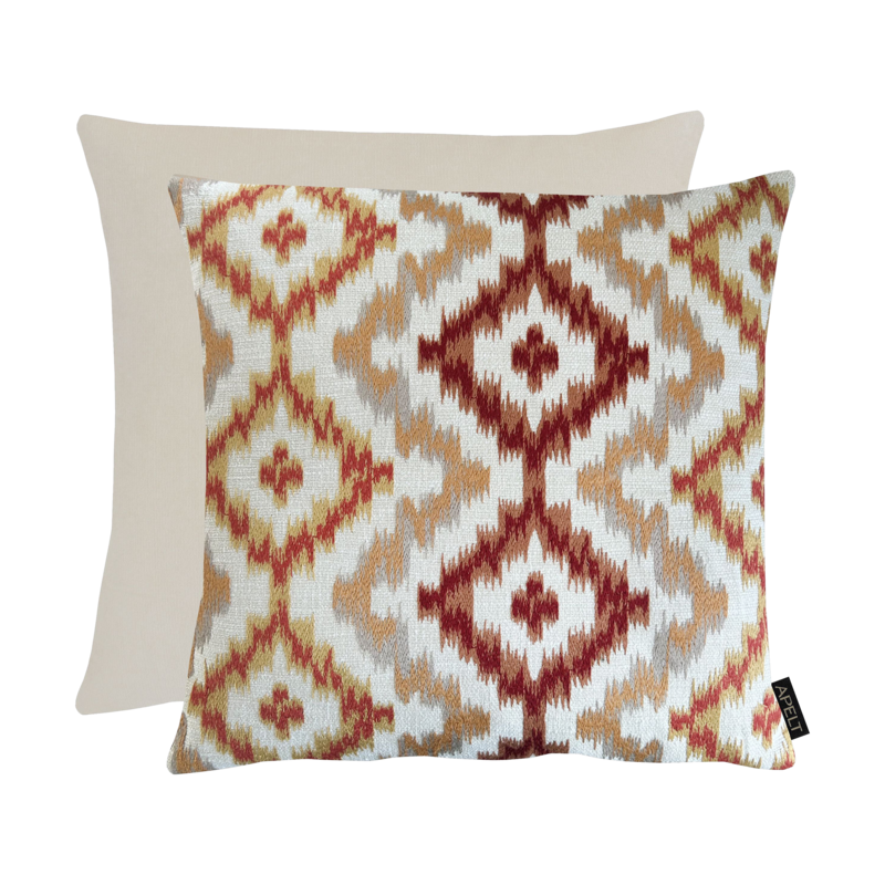 Kissen Milan Natur-Orange-Rot 45x45cm
