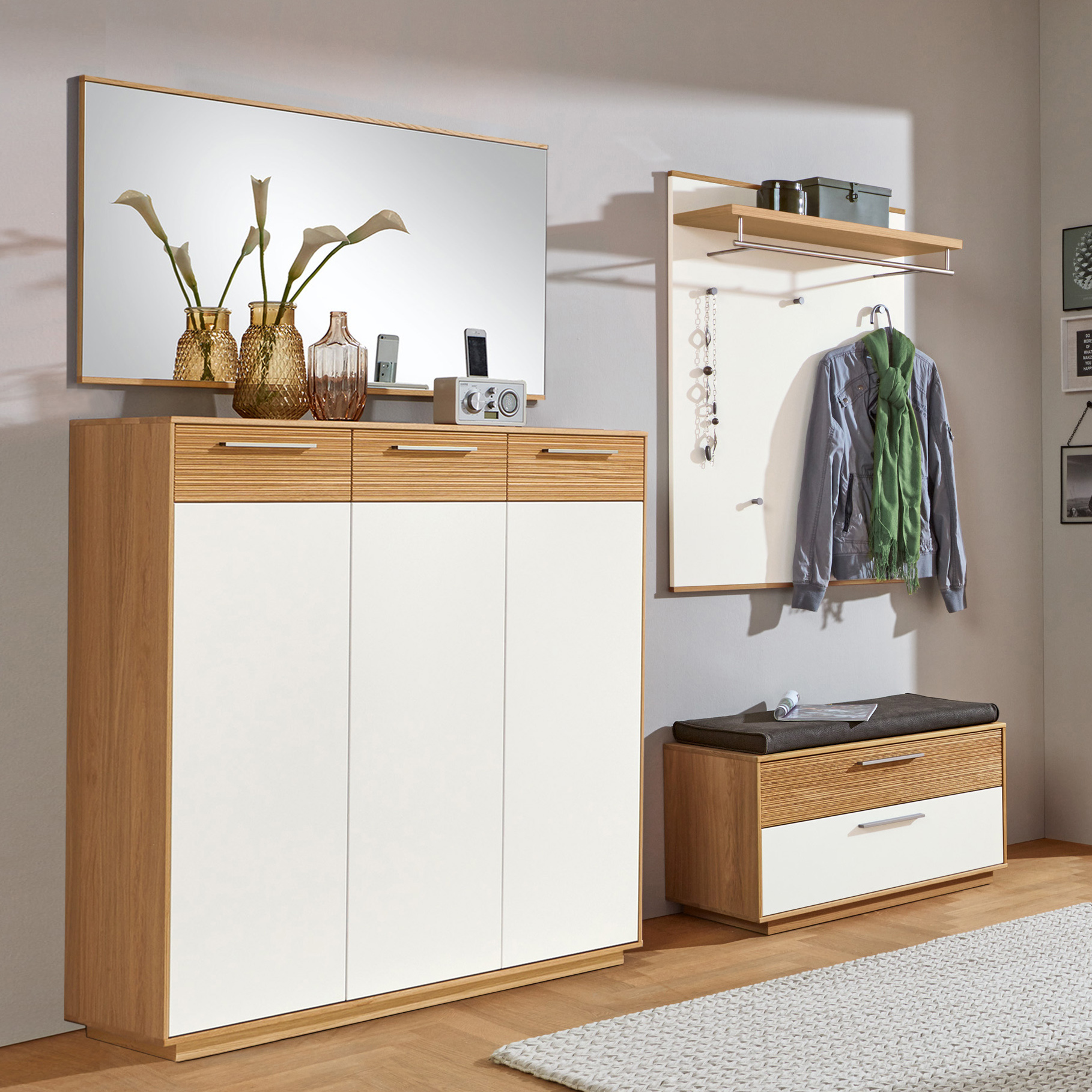 Collection H Garderoben-Set Lobo 4-teilig Weiß Collection H Garderoben-Set Lobo 4-teilig Weiß