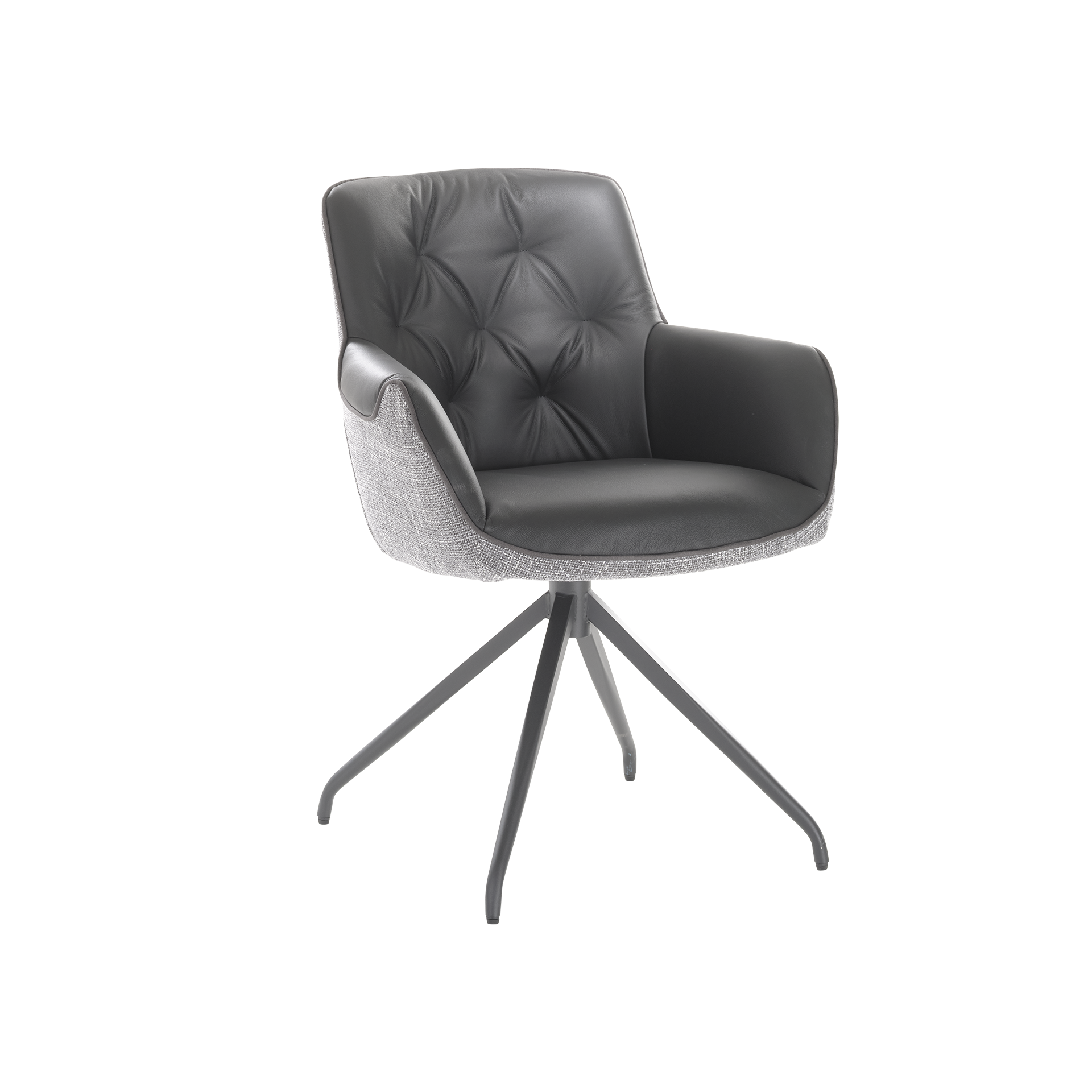 Armlehnstuhl Valerie Bezug Leder Charcoal Gestell Schwarz Armlehnstuhl Valerie Bezug Leder Charcoal Gestell Schwarz