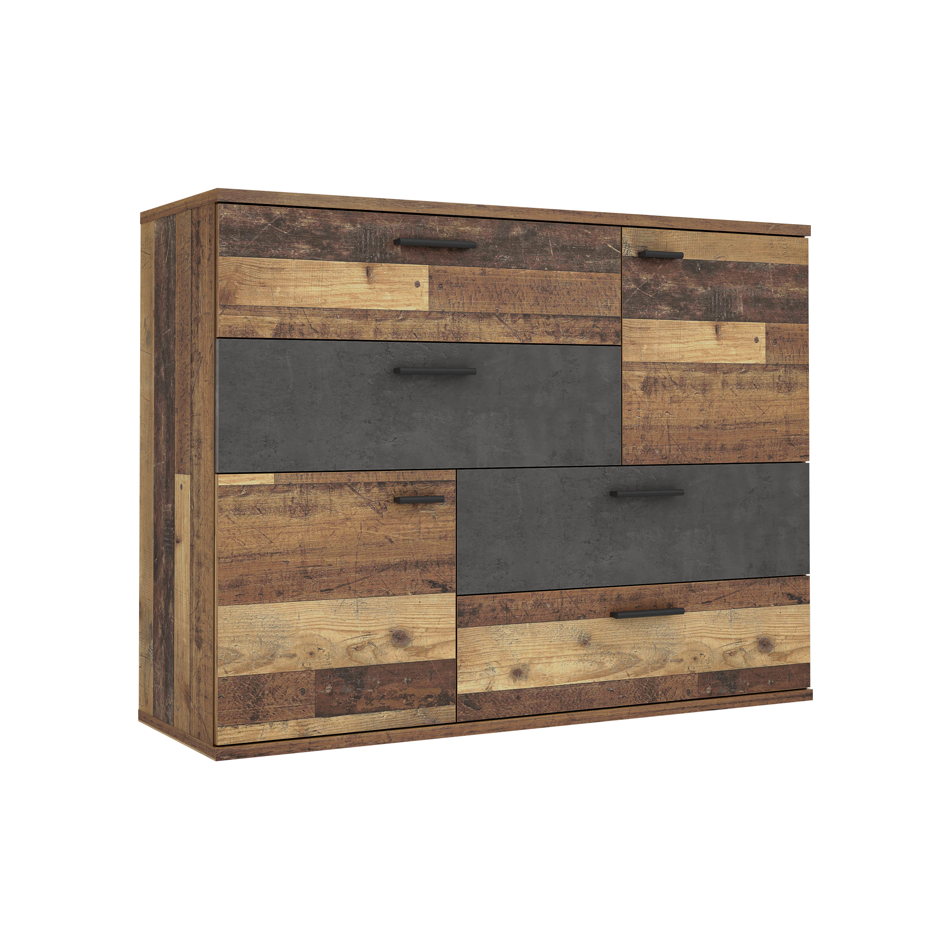 Kommode Wim Front Old-Wood Vintage Betonoptik Dunkelgrau Korpus Old-Wood Vintage