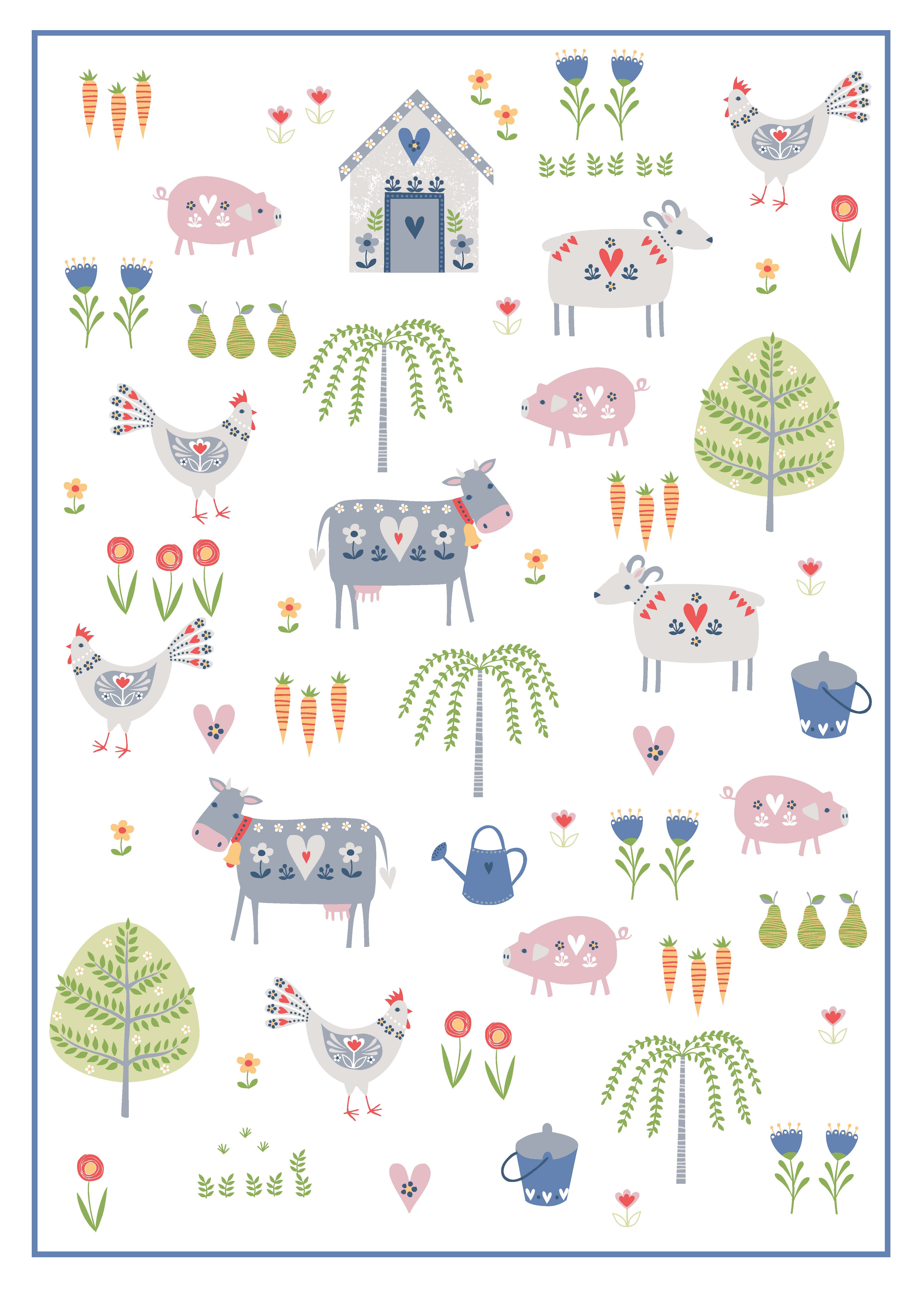 Geschirrhandtuch Landleben Mehrfarbig 50x70 Geschirrhandtuch Landleben Mehrfarbig 50x70