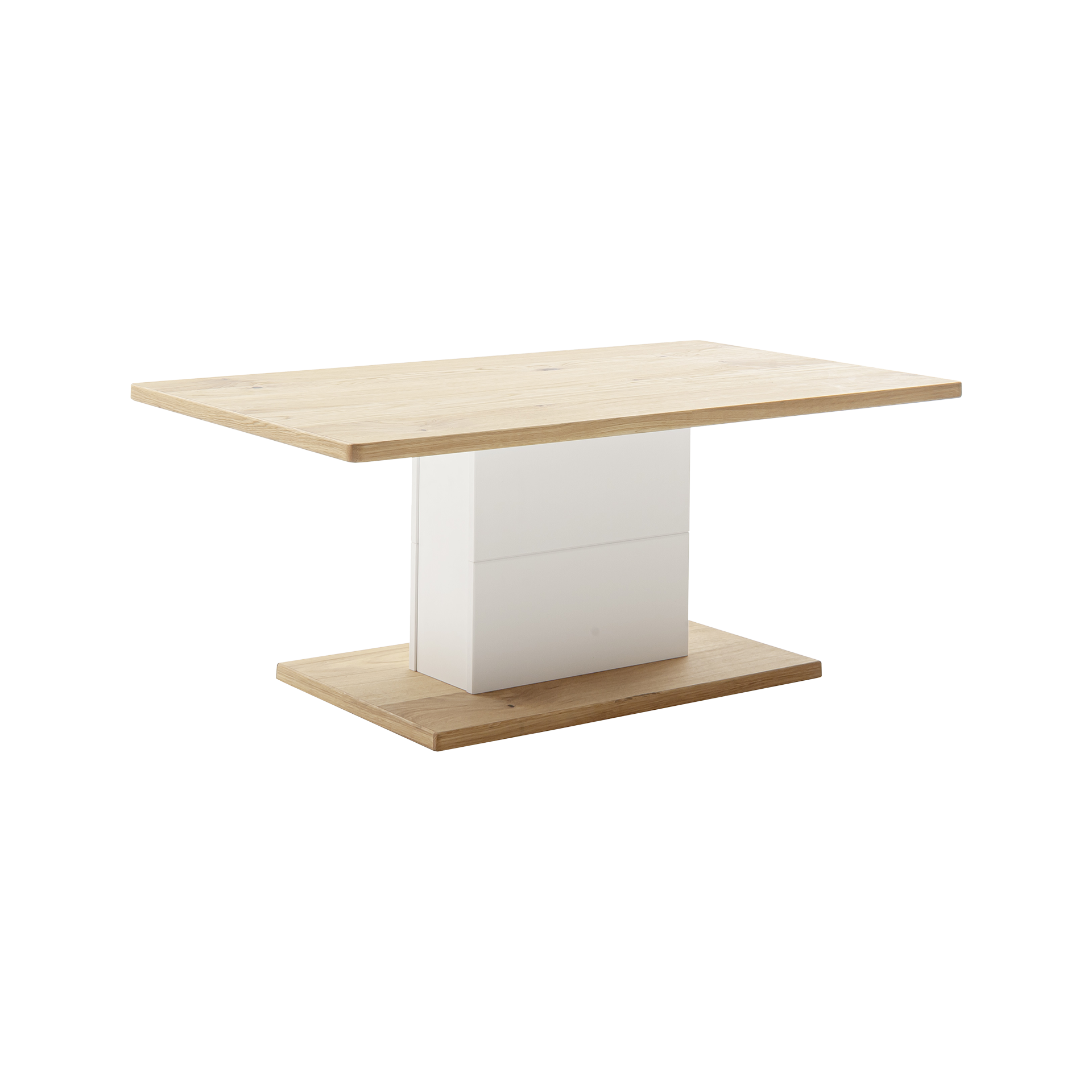 Francesca Garibaldi Couchtisch Malina Mittelzone Soft White lackiert Platte Wildeiche furniert geölt Francesca Garibaldi Couchtisch Malina Mittelzone Soft White lackiert Platte Wildeiche furniert geölt