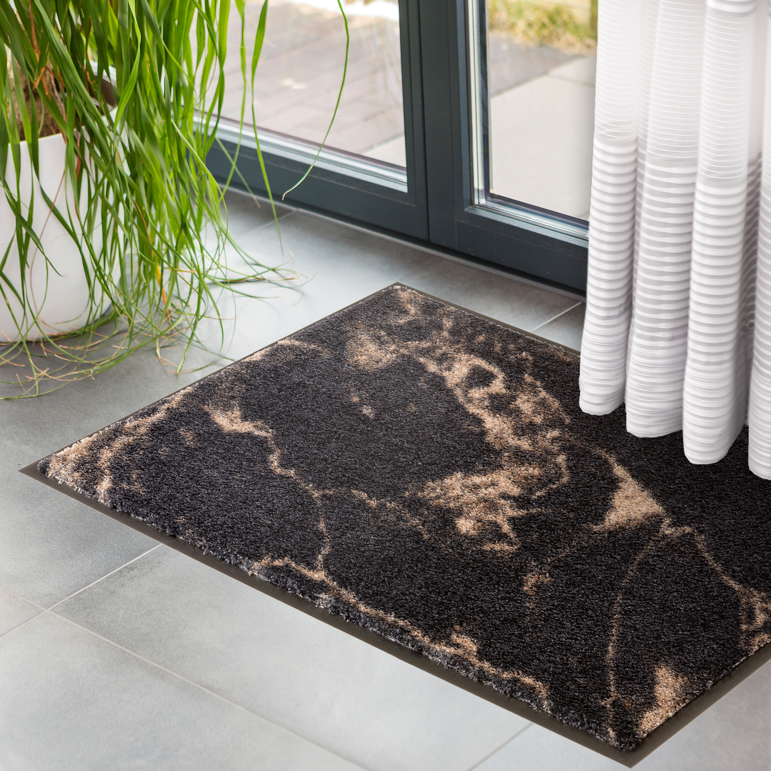 SCHÖNER WOHNEN-Kollektion Fußmatte Miami 50x70 Marmor Anthrazit-Grau SCHÖNER WOHNEN-Kollektion Fußmatte Miami 50x70 Marmor Anthrazit-Grau