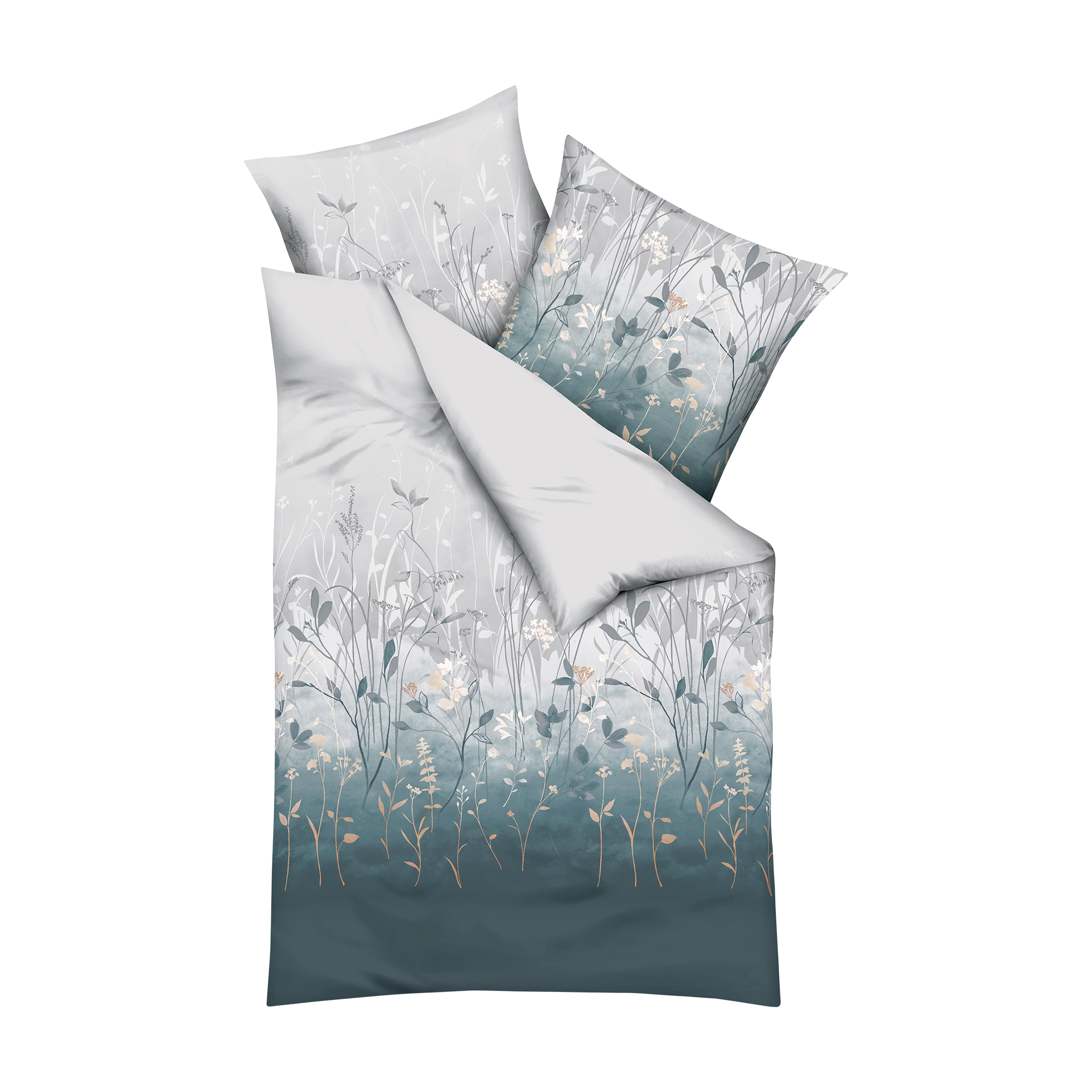 Satin Bettwäsche Herbal Türkis 135x200cm