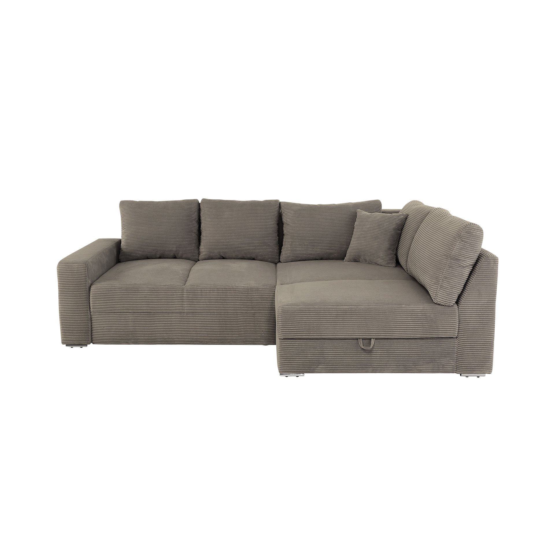 Ecksofa Janis Taupe Rücken echt Bettfunktion Bettkasten Ottomane beidseitig montierbar, einmalig Ecksofa Janis Taupe Rücken echt Bettfunktion Bettkasten Ottomane beidseitig montierbar, einmalig