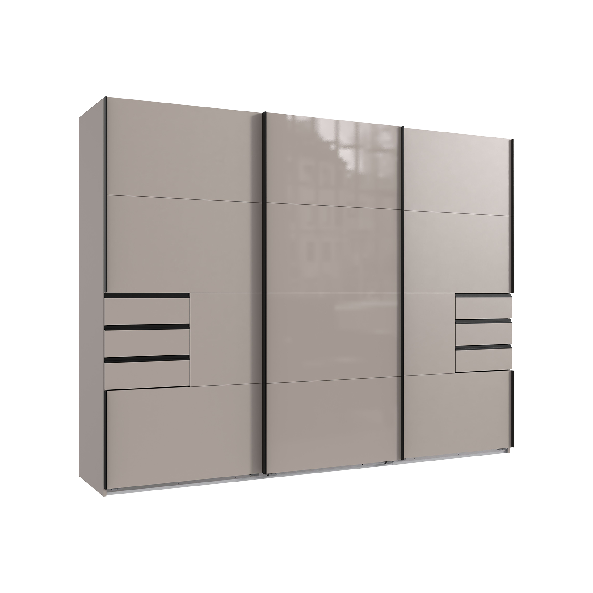 Paul Phillip Schwebetürenschrank Smara 3-türig Beige 64*270*208 Paul Phillip Schwebetürenschrank Smara 3-türig Beige 64*270*208
