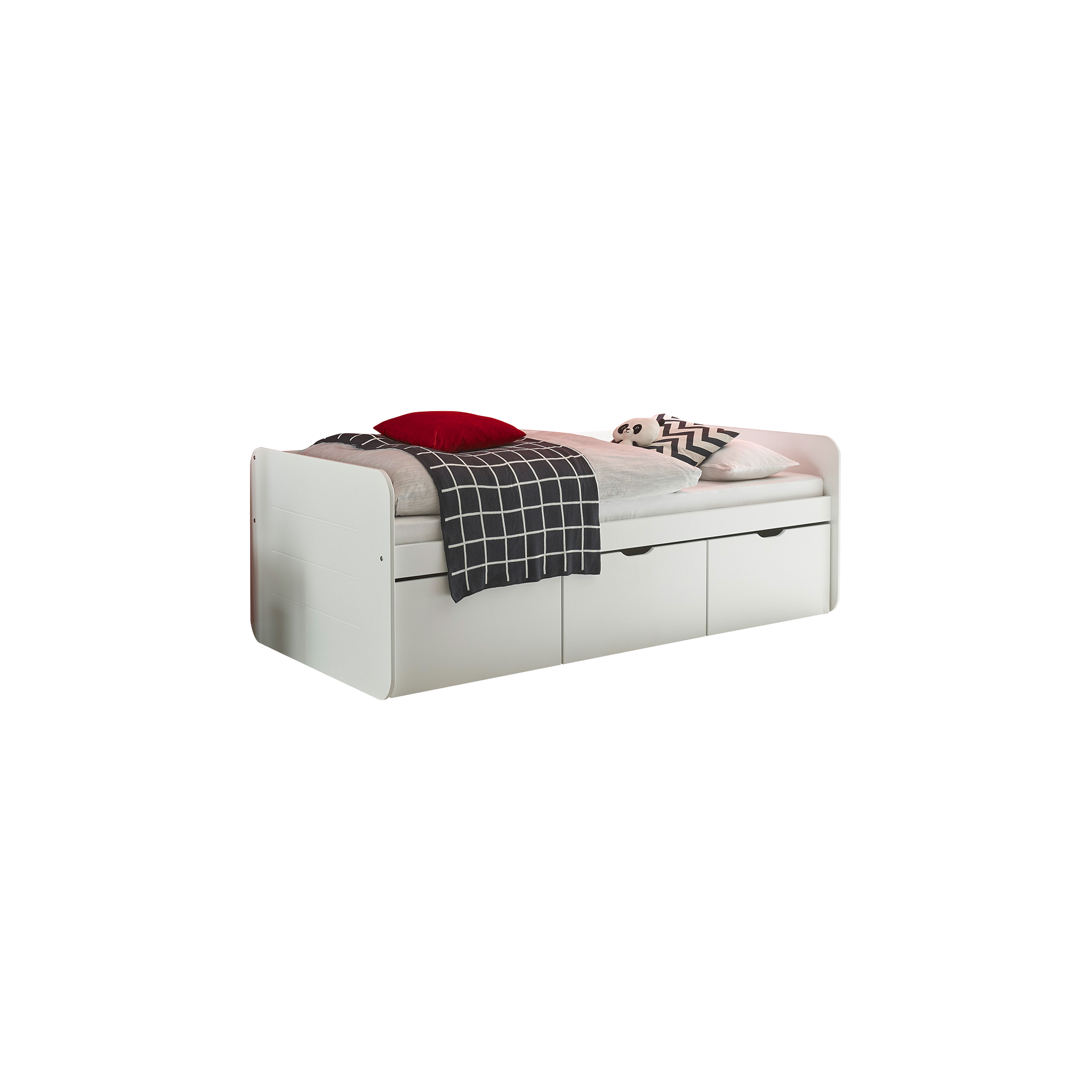 Funktionsbett Eichel Gestell Schneeweiß Schubkasten Schneeweiß 90x200 cm