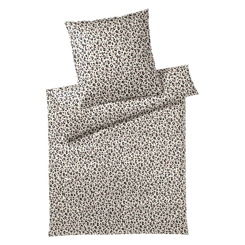 Satin Bettwäsche Leolook Schwarz, Sand 135x200cm
