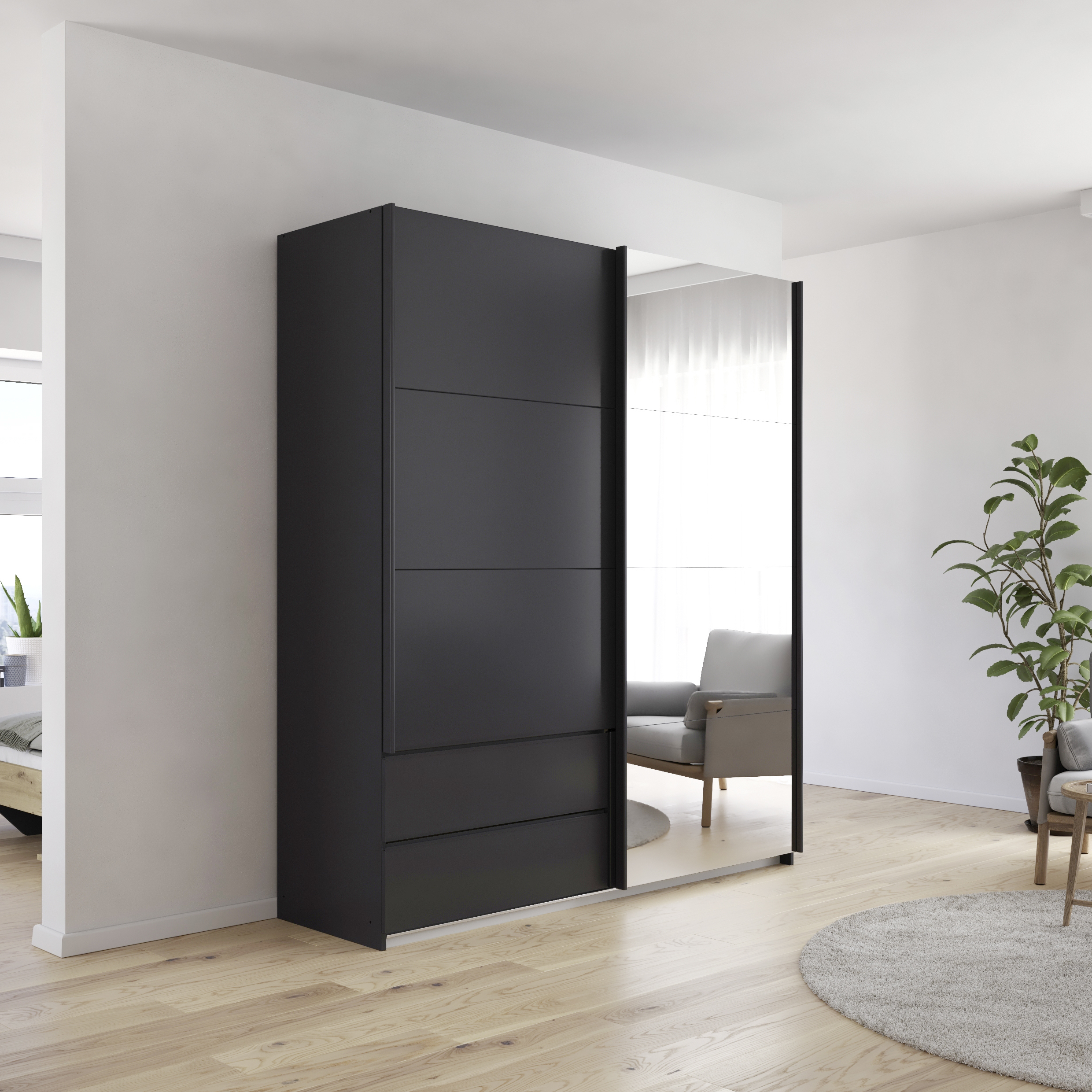 Schwebetürenschrank Elsa Grau 62*189*214 Schwebetürenschrank Elsa Grau 62*189*214