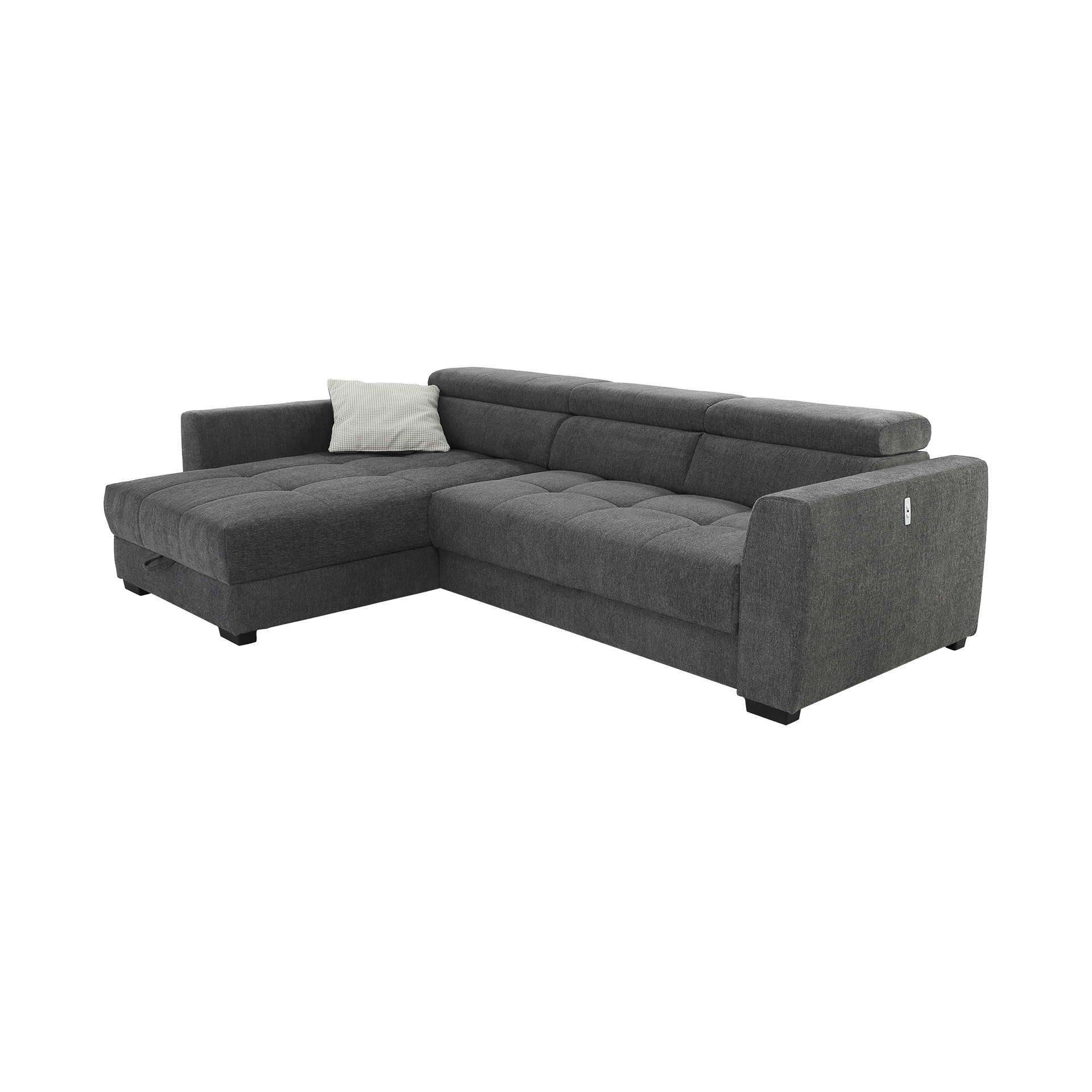 Ecksofa San Marino Grau Sitztiefe motorisch verstellbar