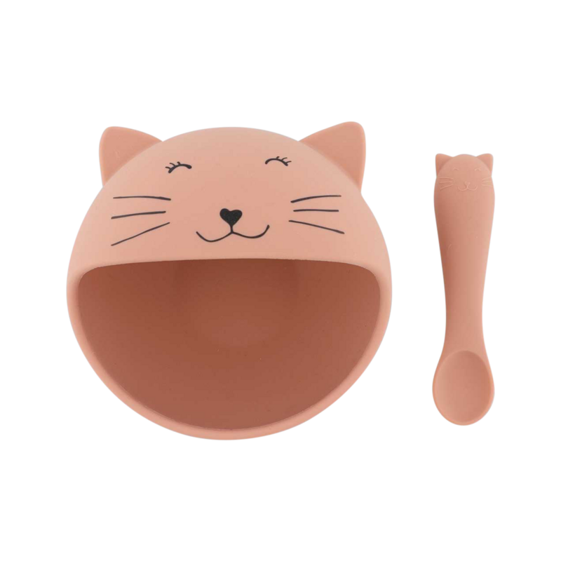 Babygeschirr Erstes Baby-Essset - Mrs. Cat rosa Babygeschirr Erstes Baby-Essset - Mrs. Cat rosa