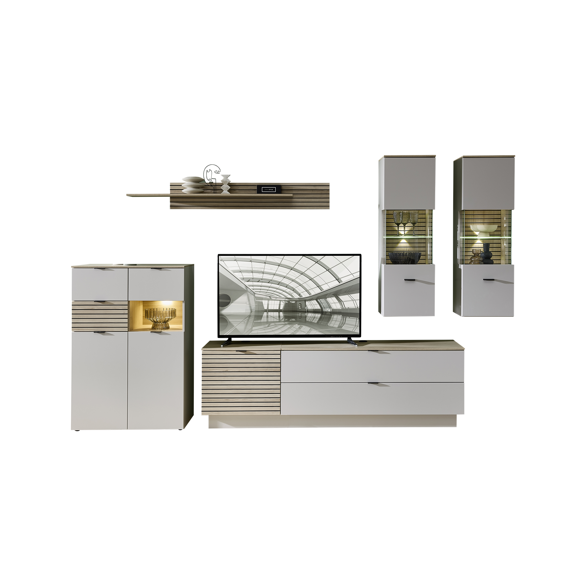 Novofurn Wohnwand Imo Beige 44*340*200