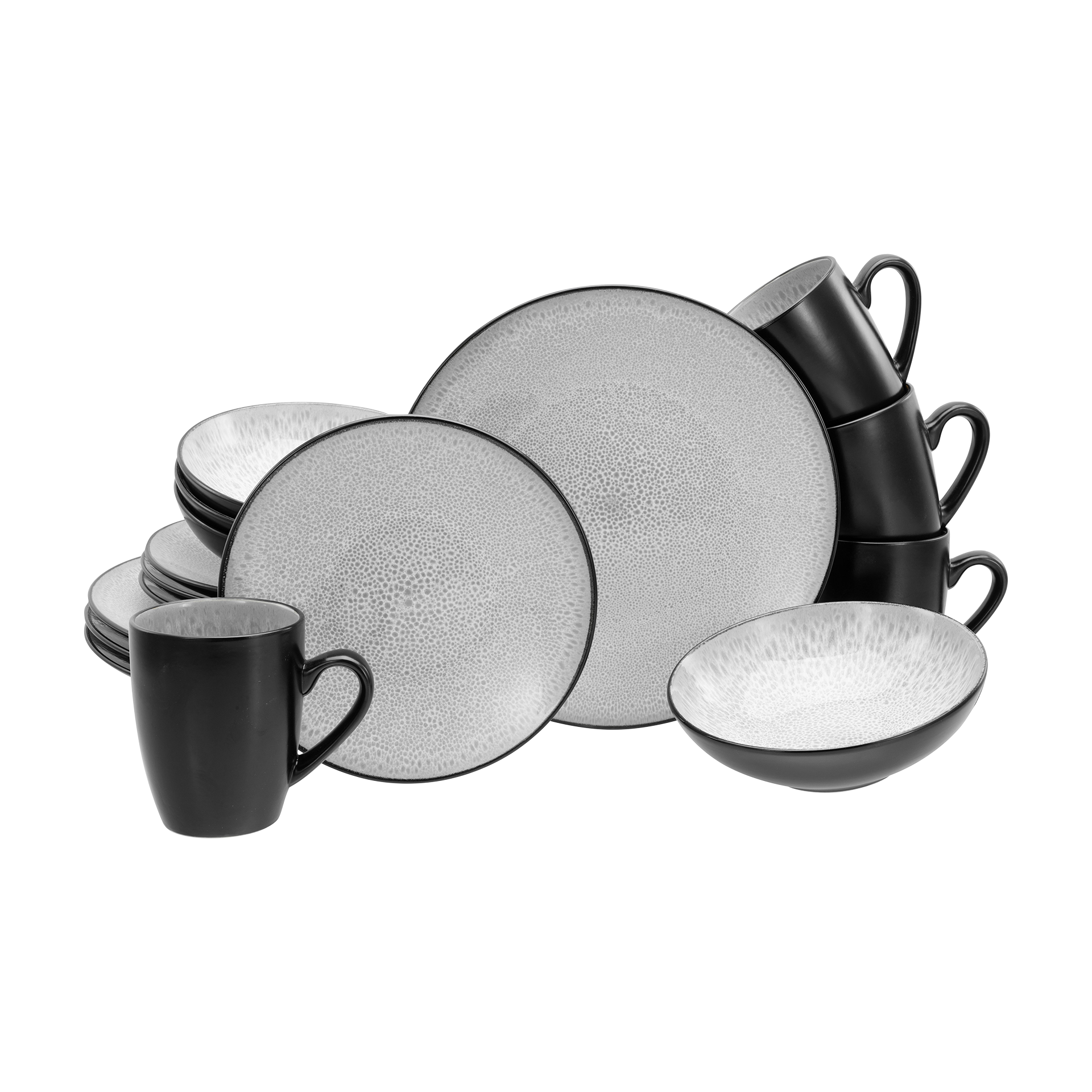 Kombiservice Malmö 16-teilig Schwarz-Weiß