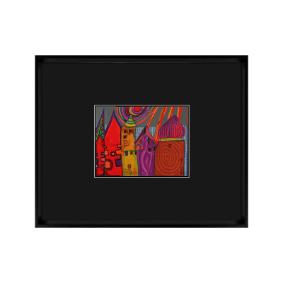 Bild Hundertwasser Schwarz-Bunt Bild Hundertwasser Schwarz-Bunt
