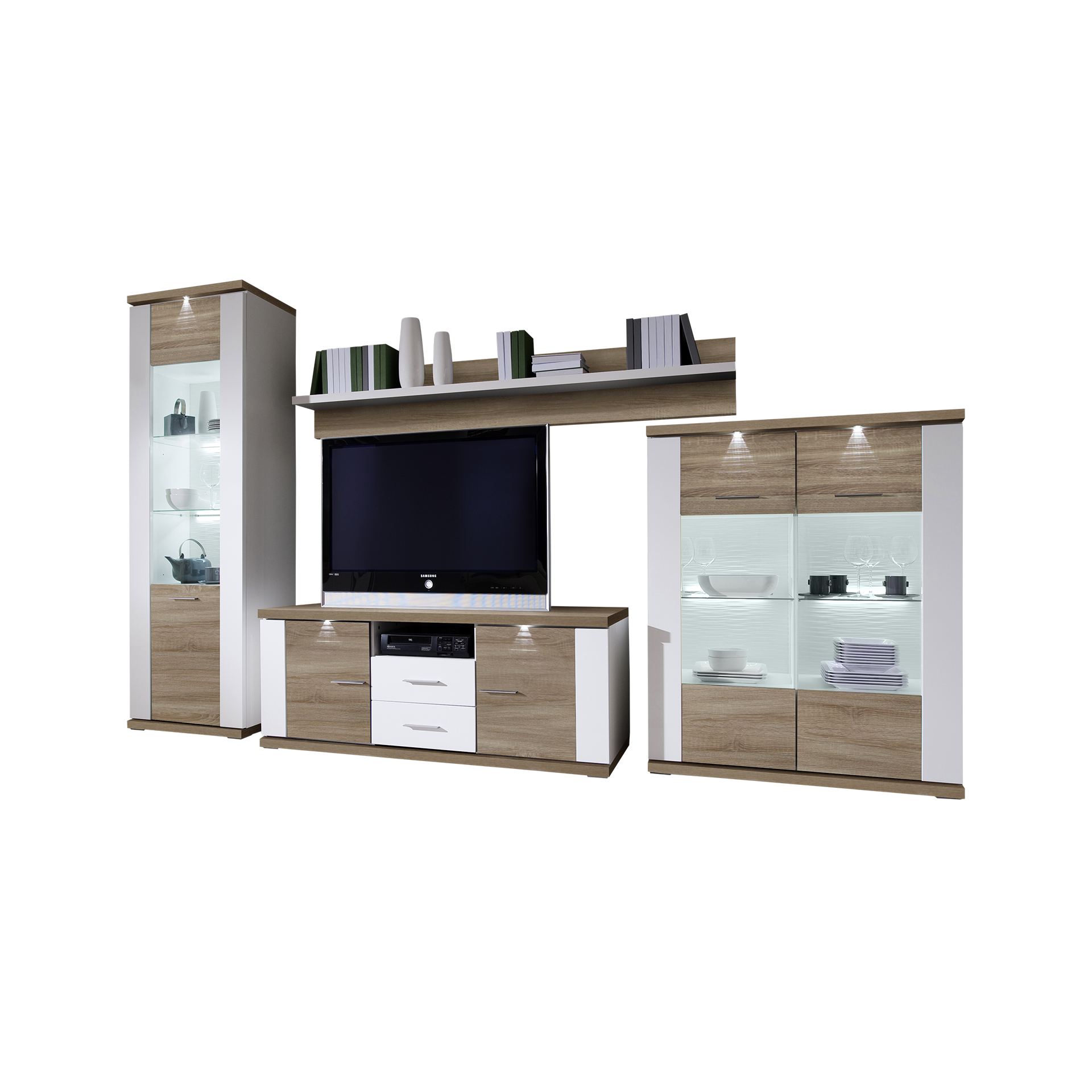 Inovationi Wohnwand Manila 7-teilig Weiß 51.6*357.3*206.6 Inovationi Wohnwand Manila 7-teilig Weiß 51.6*357.3*206.6