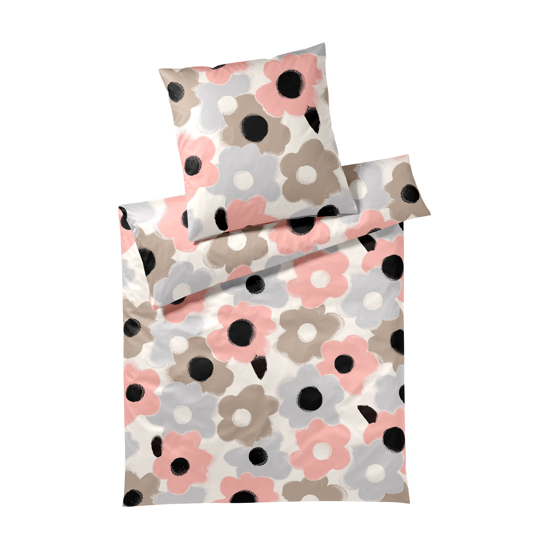 Satin Bettwäsche Flowers Natur 135x200cm Satin Bettwäsche Flowers Natur 135x200cm