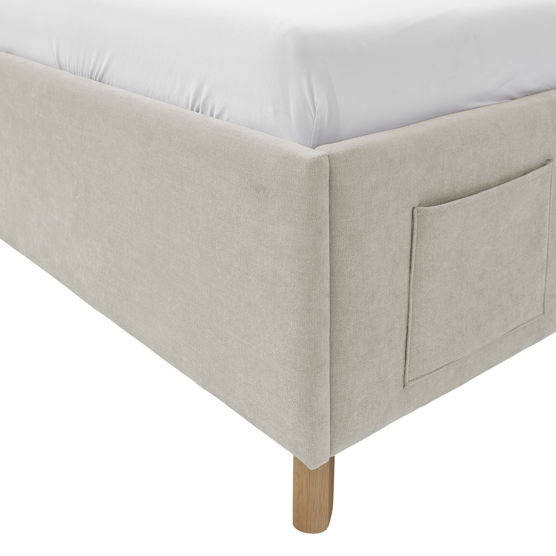 Polsterbett Funda Bezug Hope Beige Fuß Eichefarben 90x200 cm Polsterbett Funda Bezug Hope Beige Fuß Eichefarben 90x200 cm