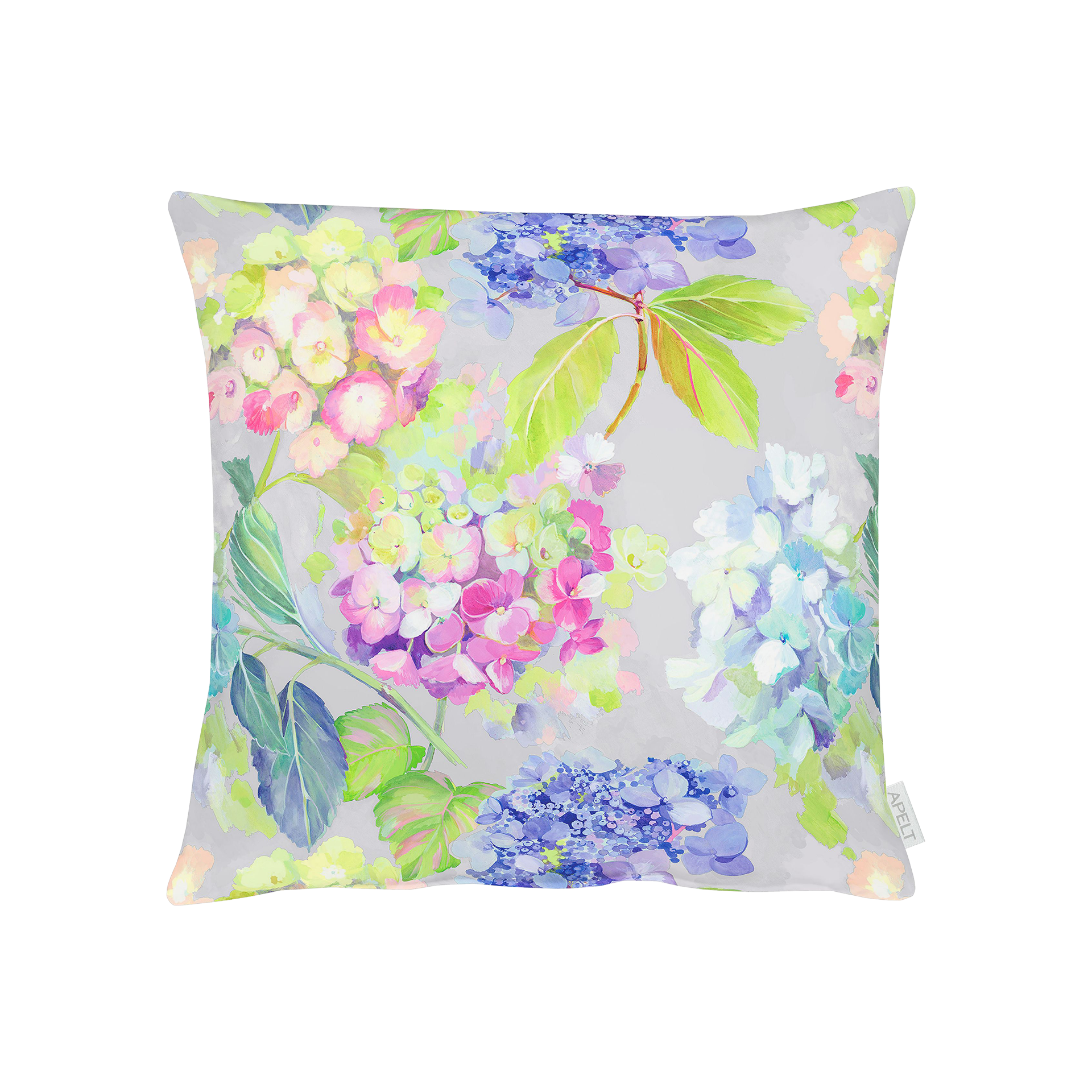 Kissen Blumen Aquarellstil Grau-Mauve-Grün 48x48cm