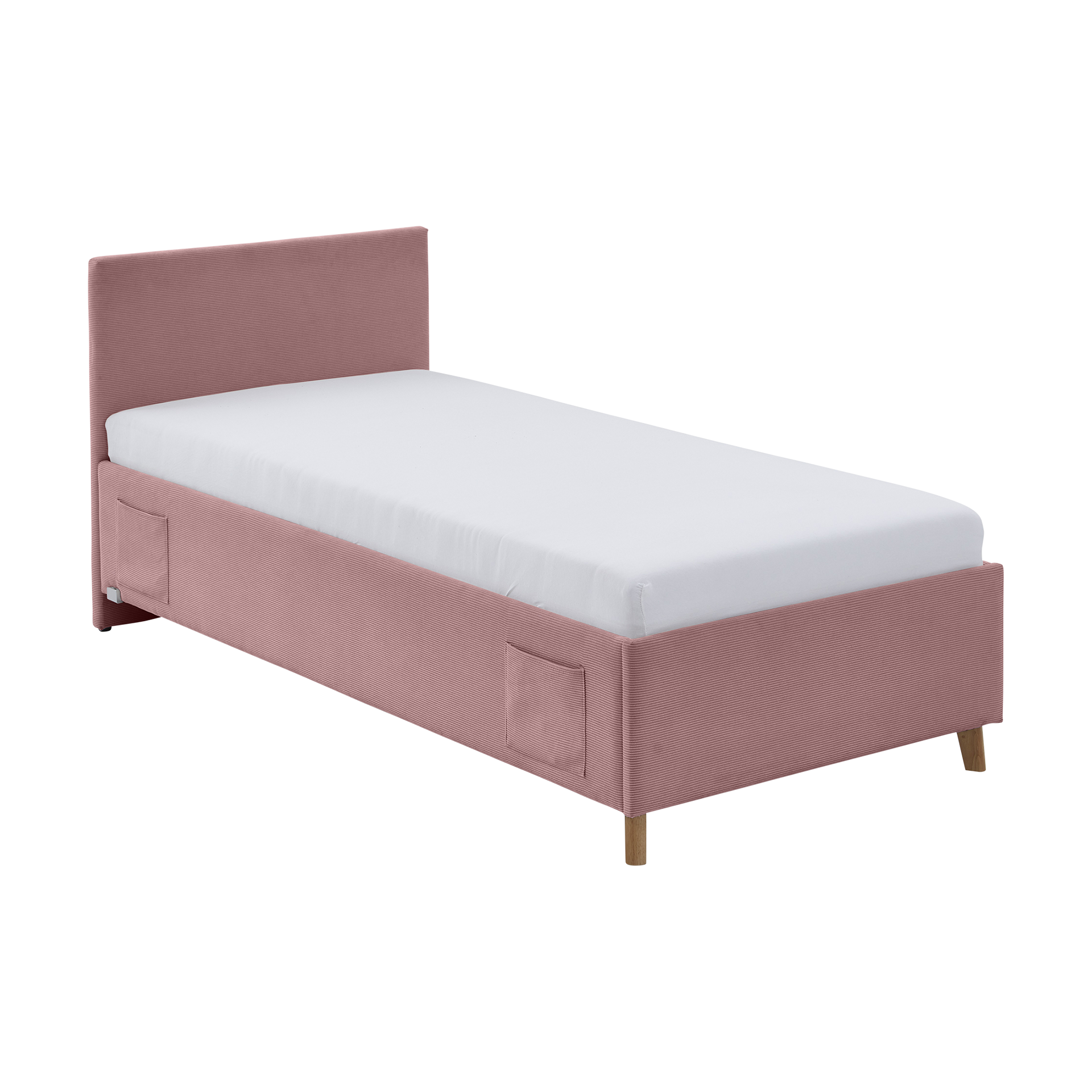 Coolfurn Polsterbett Coast Bezug Scala Rosé Fuß Eichefarben 120x200 cm