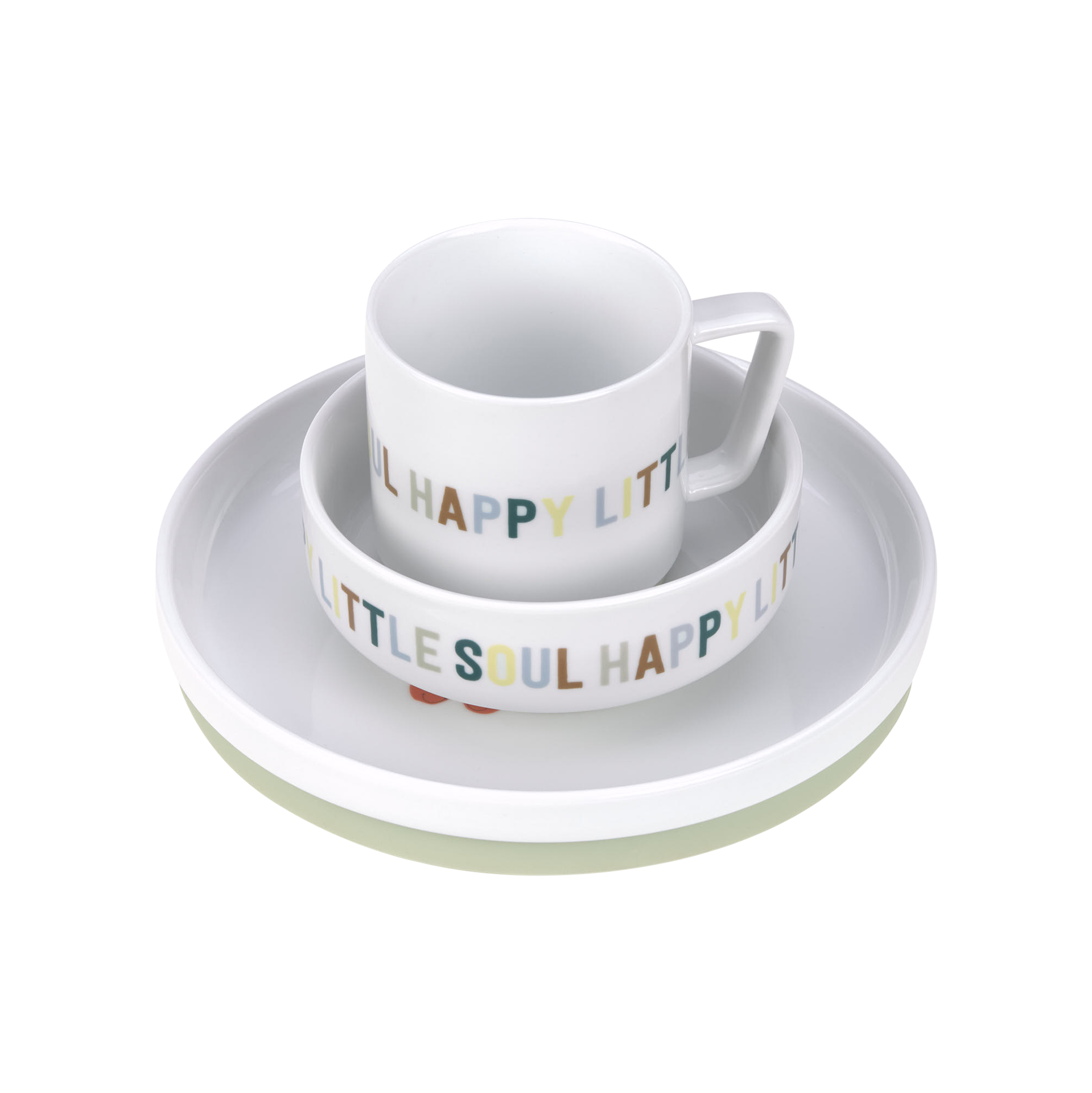 Kindergeschirr Dish Set Porcelain/Silicone 3-teilig Happy Fruits Kindergeschirr Dish Set Porcelain/Silicone 3-teilig Happy Fruits