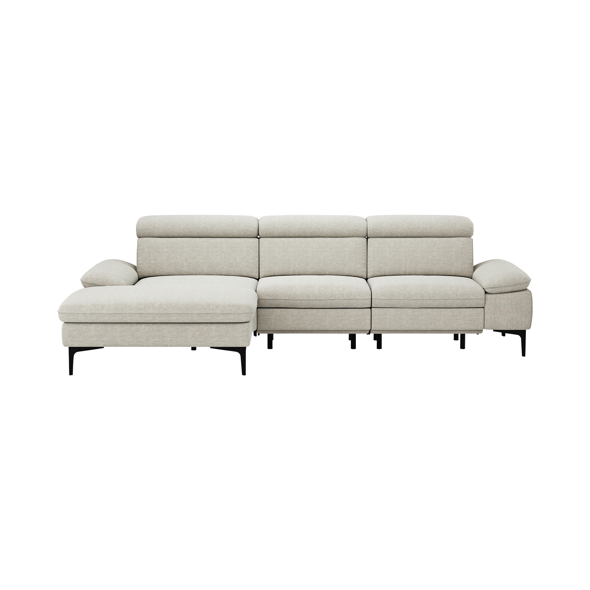 Global wohnen Ecksofa Felipa Naturel Rücken echt, Kopfteilverstellung, Relaxfunktion motorisch, Armlehne verstellbar
