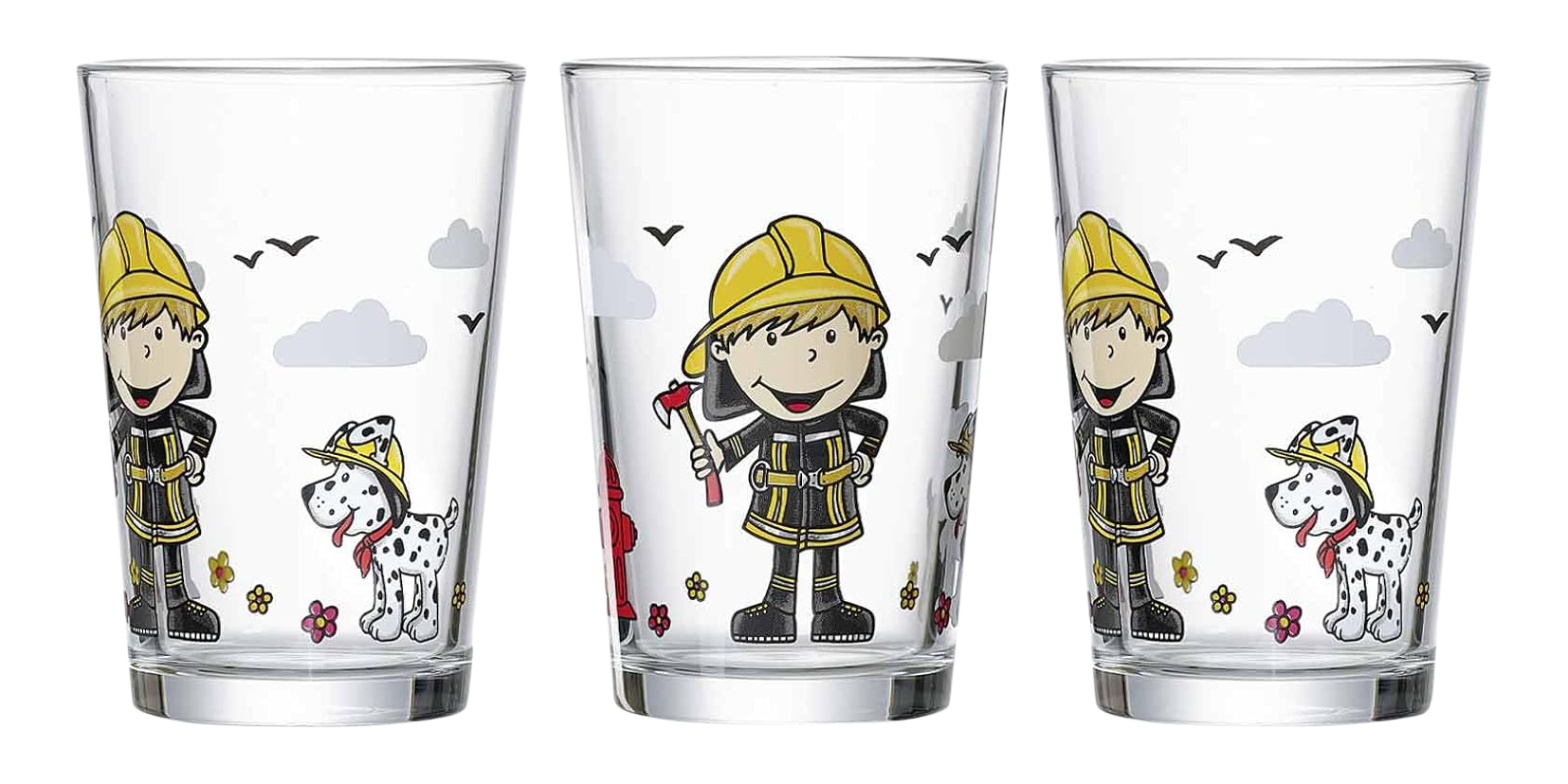 Trinkglas Feuerwehrmann Bernie 3-teilig Trinkglas Feuerwehrmann Bernie 3-teilig