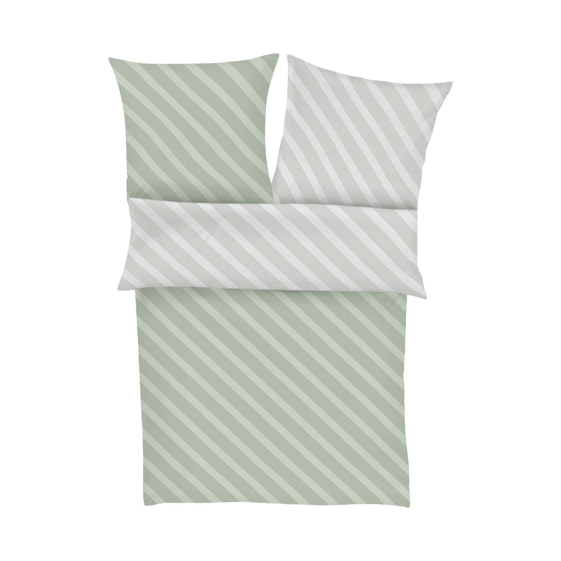 Satin Bettwäsche Streifen Grün/Grau Decke 135x200 Kissenbezug 80x80cm Satin Bettwäsche Streifen Grün/Grau Decke 135x200 Kissenbezug 80x80cm