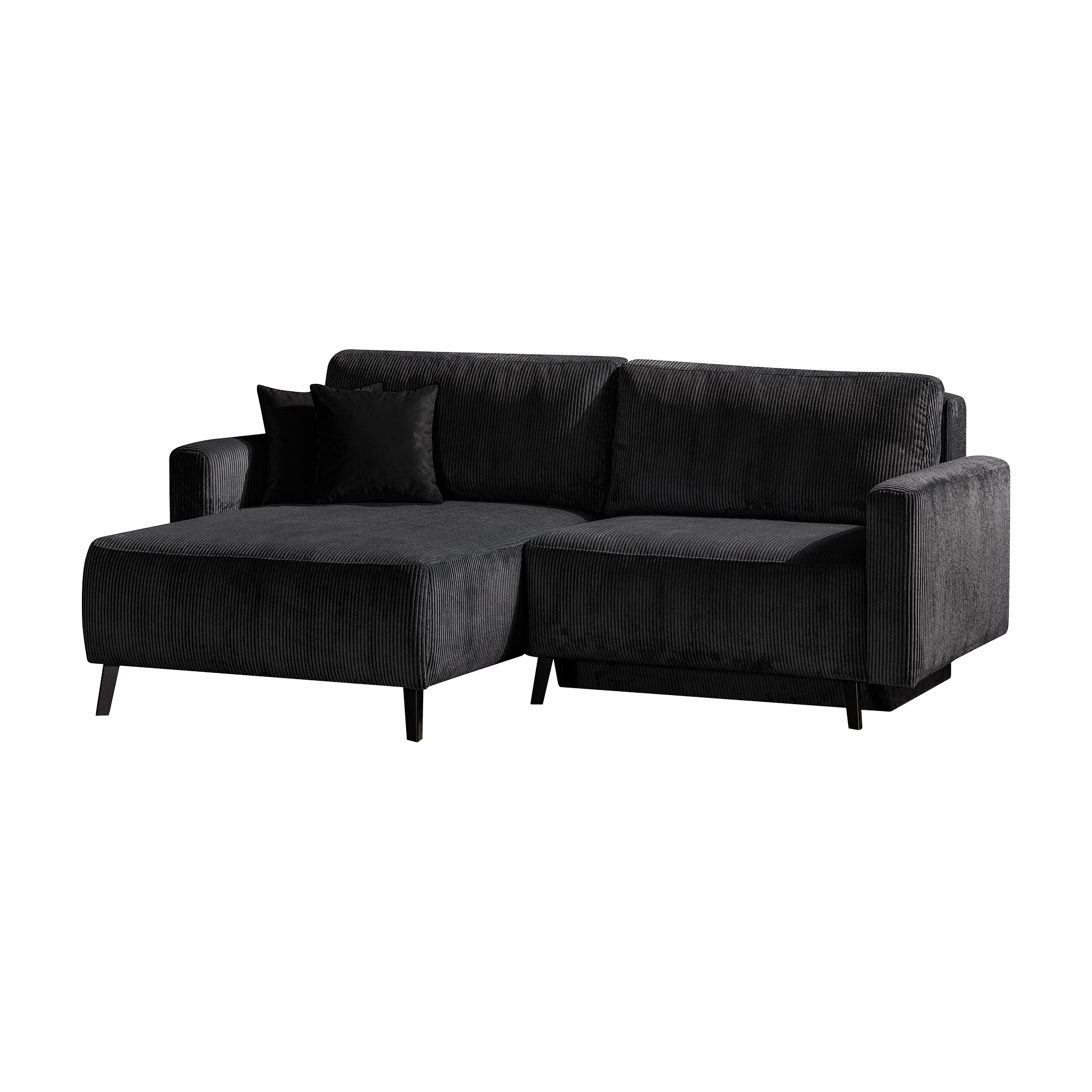 Ecksofa Hakoon Bezug Schwarz Bettfunktion Bettkasten Sitz ausziehbar Rücken klappbar Ecksofa Hakoon Bezug Schwarz Bettfunktion Bettkasten Sitz ausziehbar Rücken klappbar