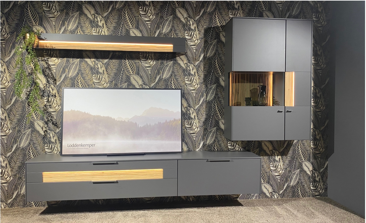 Francesca Garibaldi Wohnwand Linee Living Grau 42.4*316*214.5 Francesca Garibaldi Wohnwand Linee Living Grau 42.4*316*214.5
