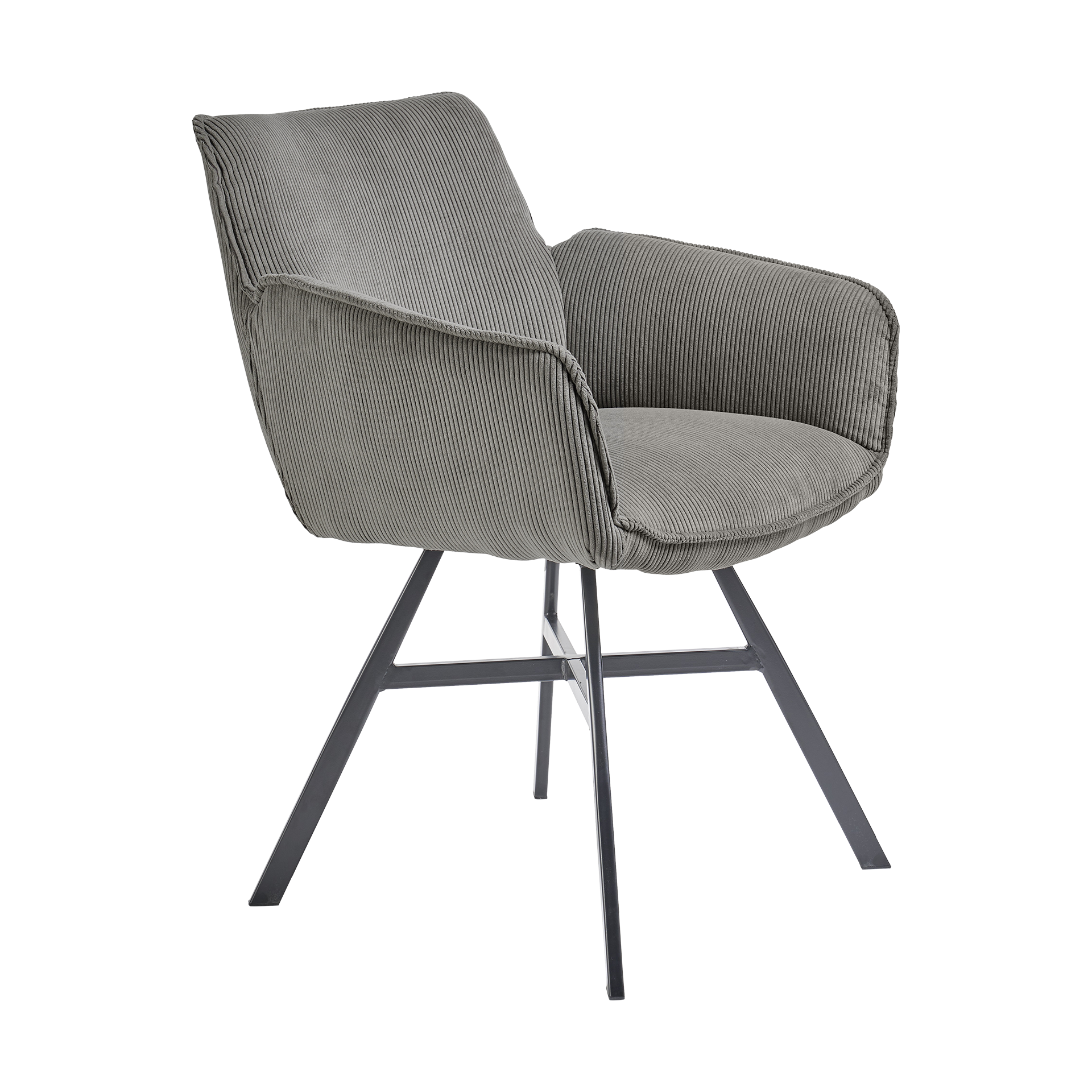 set one by Musterring Armlehnstuhl Frisco Schwarz Bezug Cord Rebel grey