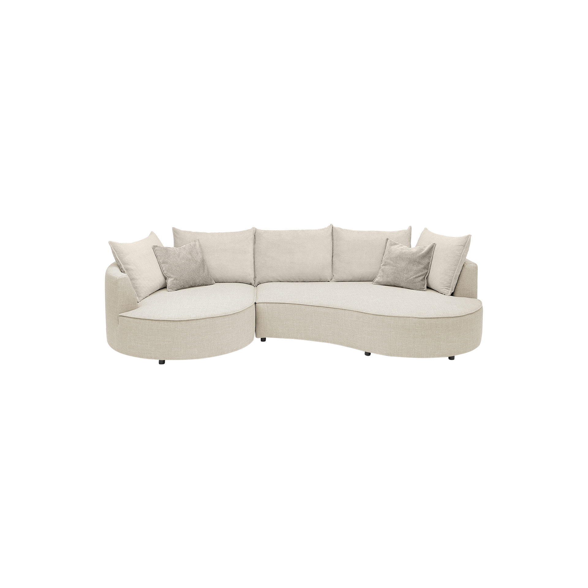 Ecksofa Hina Rückenkissen Cream, Korpus Ivory, Zierkissen Cream