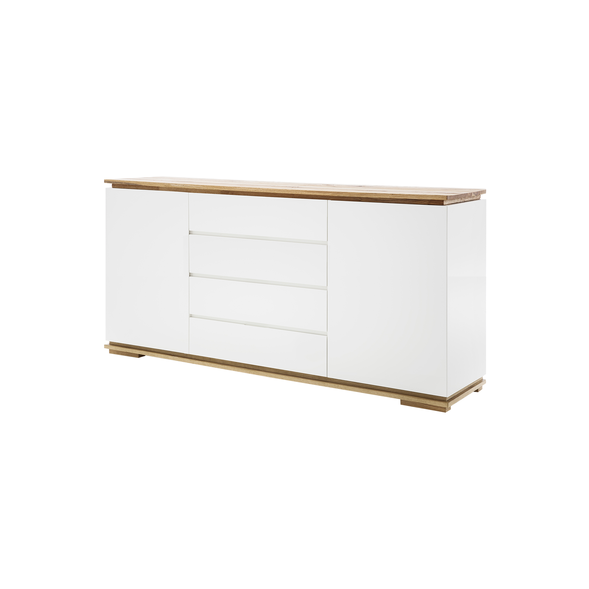 Sideboard Chiaro Weiß Deckblatt Zerreiche massiv Sockel Zerreiche massiv Sideboard Chiaro Weiß Deckblatt Zerreiche massiv Sockel Zerreiche massiv