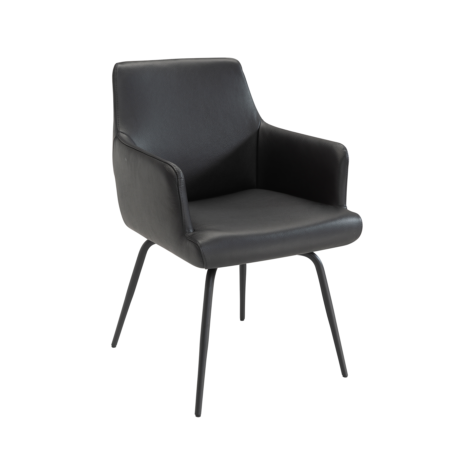 Flexmaster Armlehnstuhl Dining Bezug Leder Soleda Schwarz Gestell Schwarz