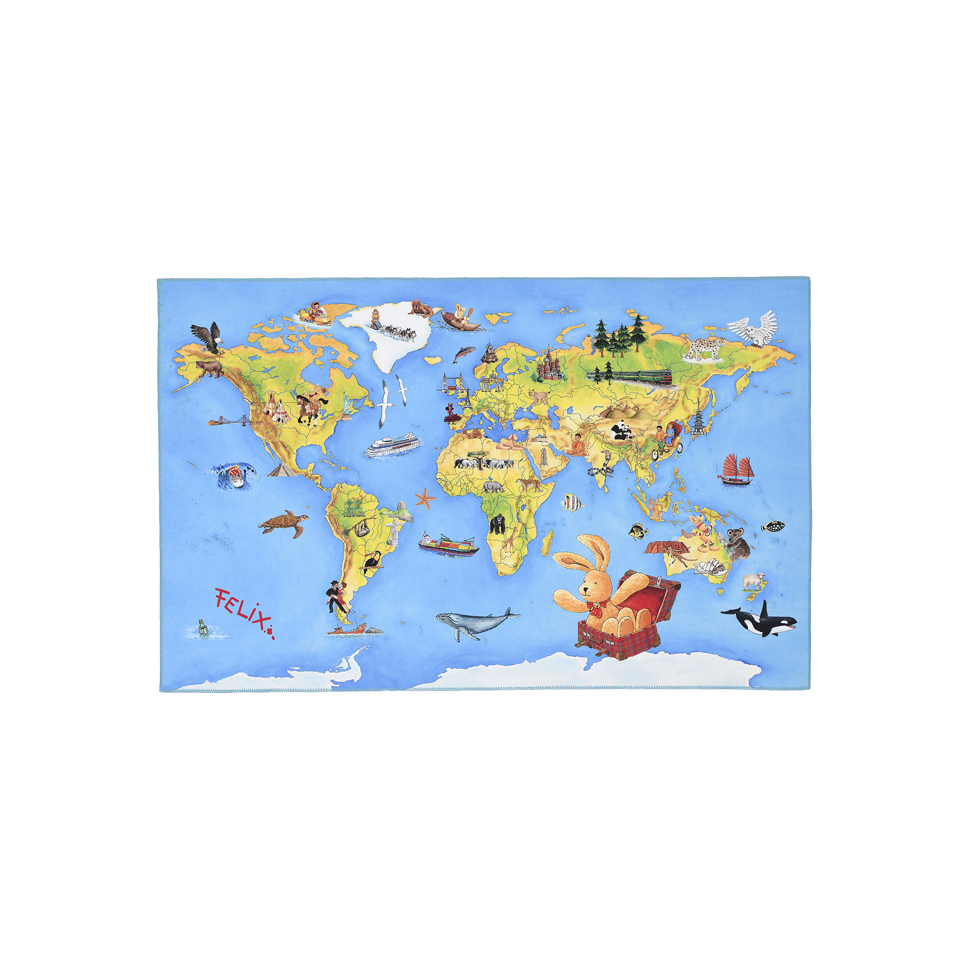 Kinderteppich Felix der Hase 100x160 Blau 430 Kinderteppich Felix der Hase 100x160 Blau 430