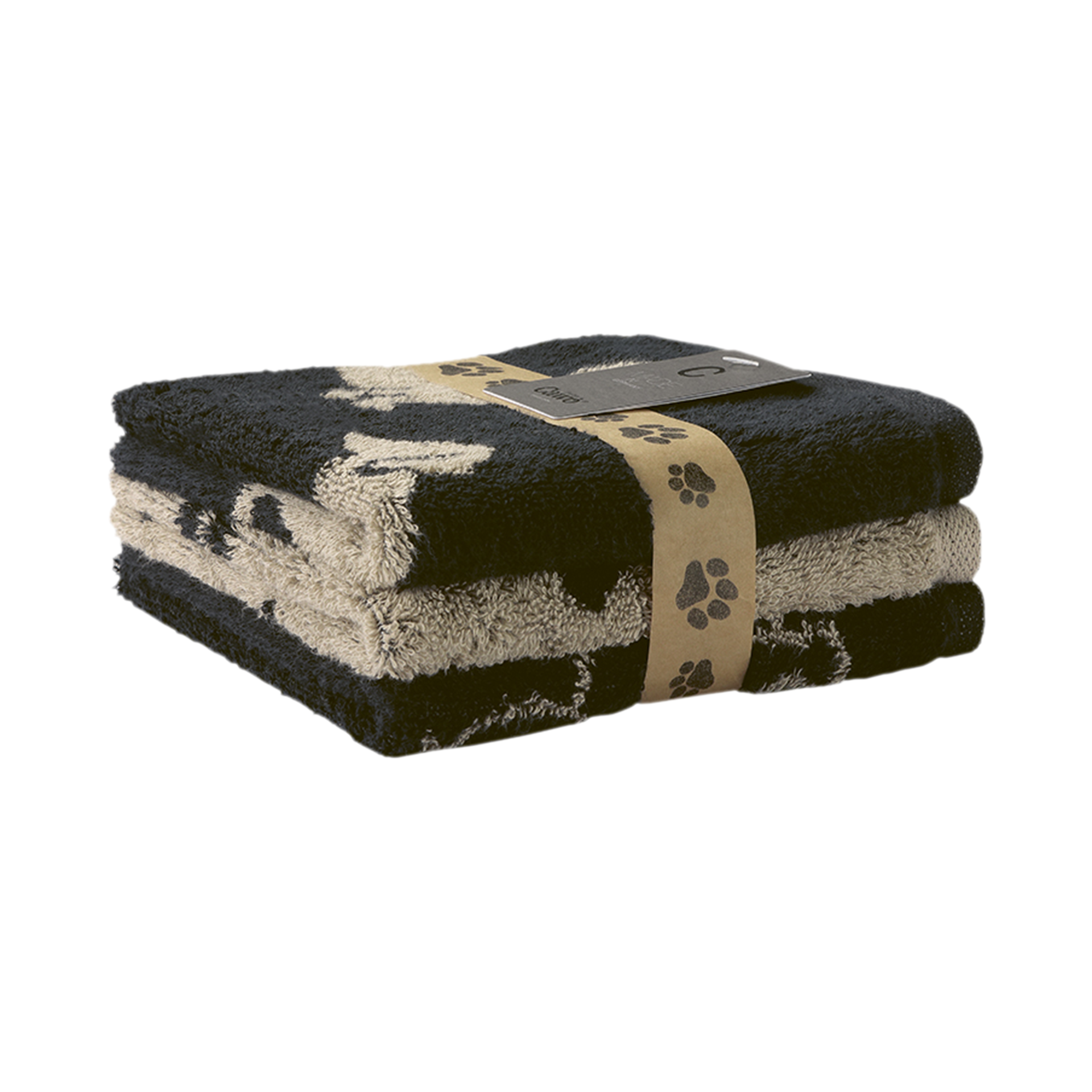 Cawö Seiftuch We love Dogs Beige Schwarz 30x30cm Cawö Seiftuch We love Dogs Beige Schwarz 30x30cm