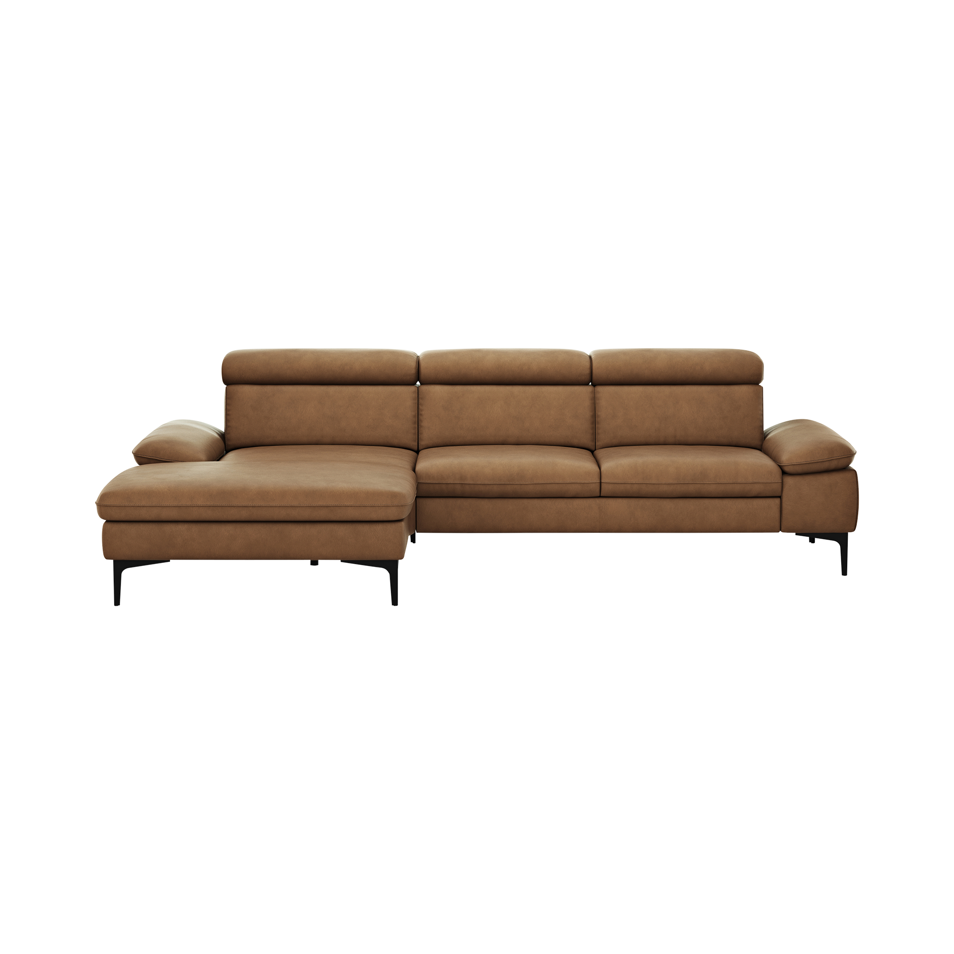 Global wohnen Ecksofa Felipa Leder Retro Cognac Rücken echt, Kopfteilverstellung Global wohnen Ecksofa Felipa Leder Retro Cognac Rücken echt, Kopfteilverstellung