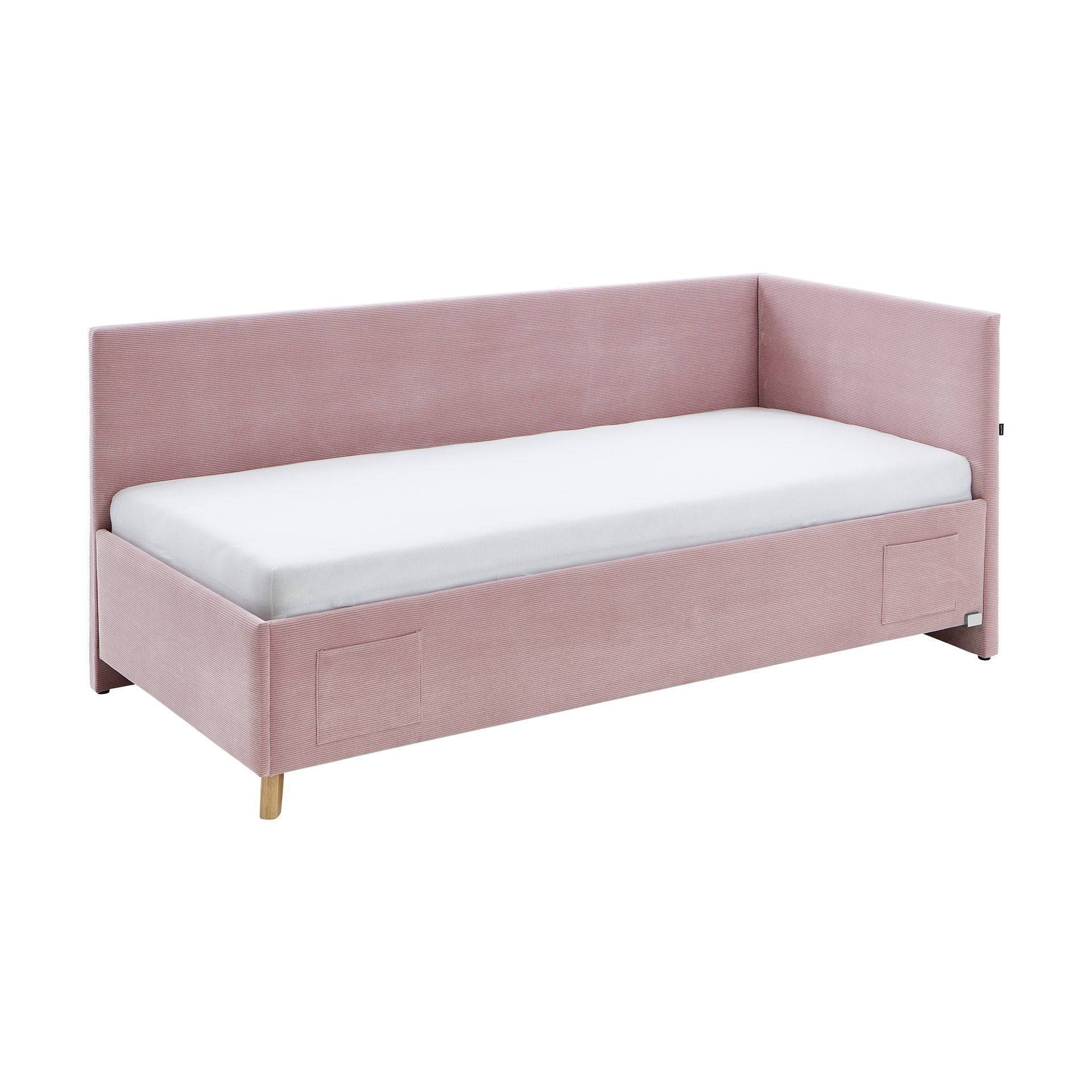 Coolfurn Polsterbett Coast Bezug Scala Rosé Fuß Eichefarben 120x200 cm