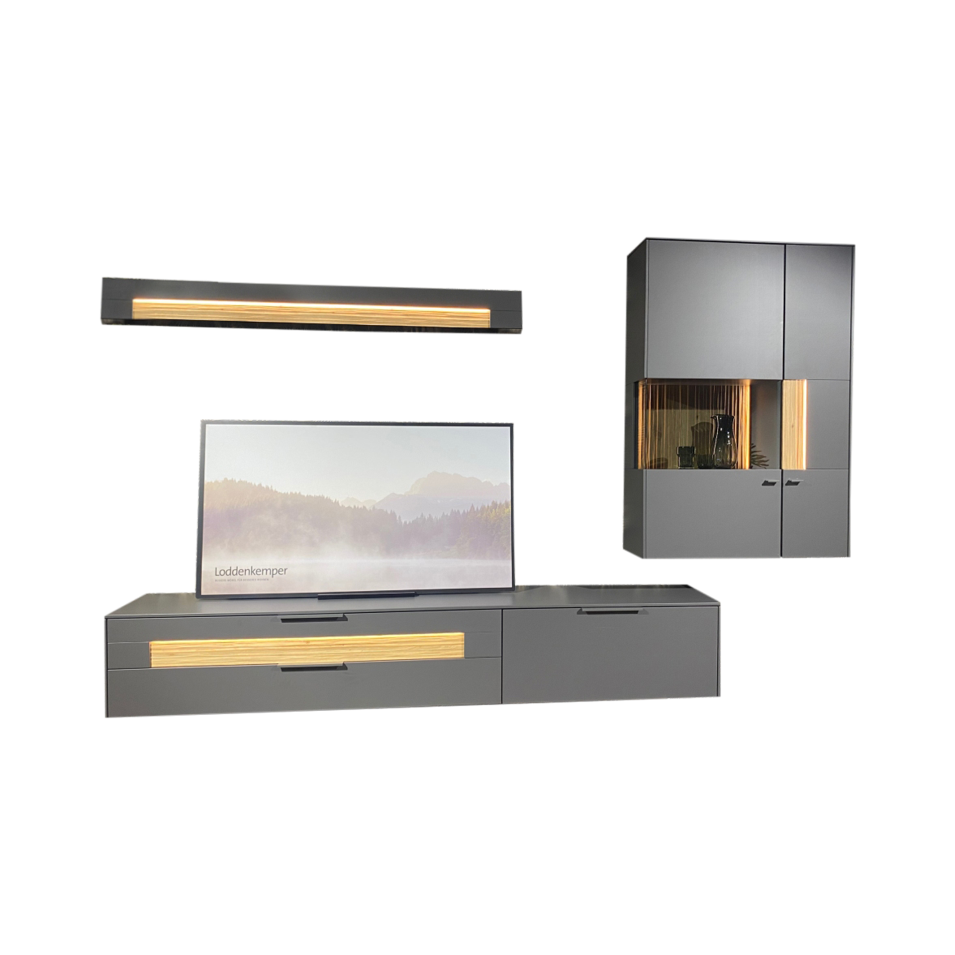 Francesca Garibaldi Wohnwand Linee Living Grau 42.4*316*214.5 Francesca Garibaldi Wohnwand Linee Living Grau 42.4*316*214.5