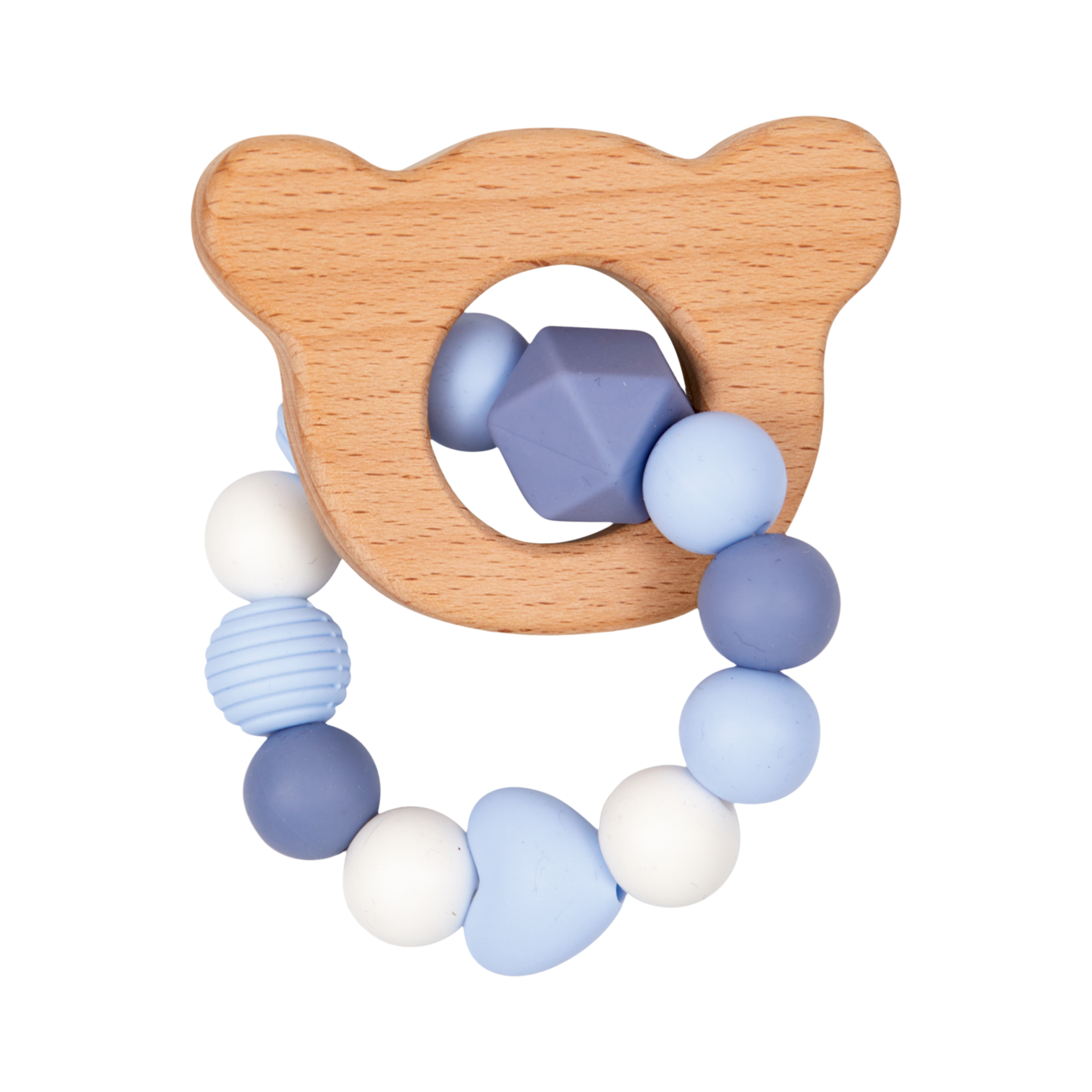 Beißring BabyGlück Silikon-Holz Blau